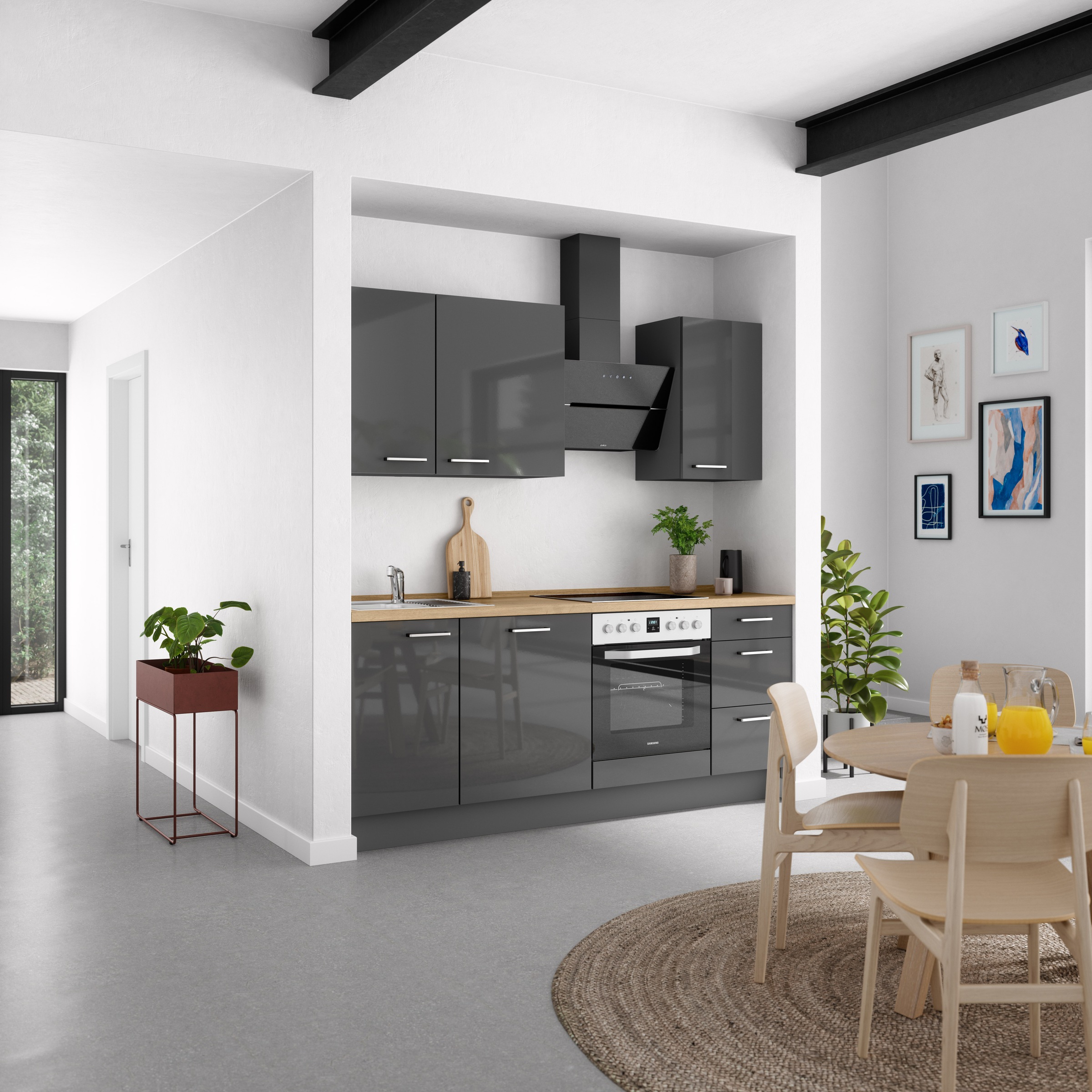 nobilia® Küchenzeile »"Flash II"«, vormontiert, Ausrichtung wählbar, Breite 210 cm, wahlw. mit E-Geräten