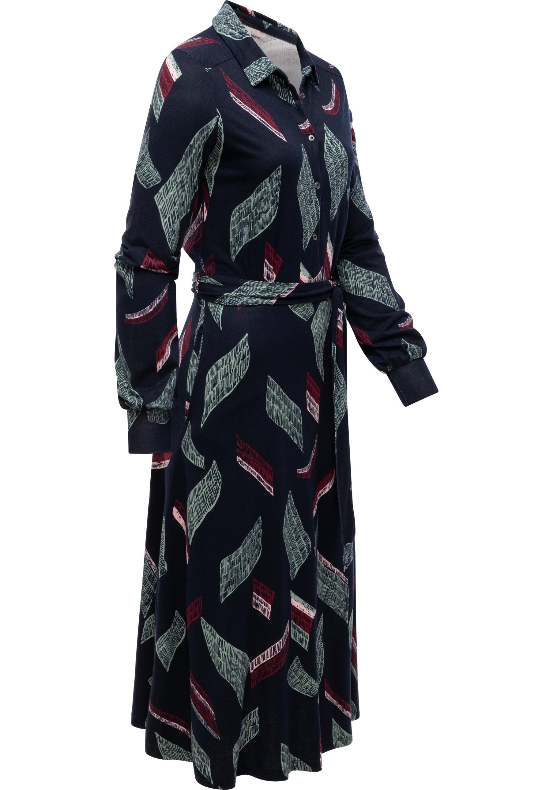Ragwear Blusenkleid »Plantee Print«, Modisches Damenkleid mit Taillengürtel