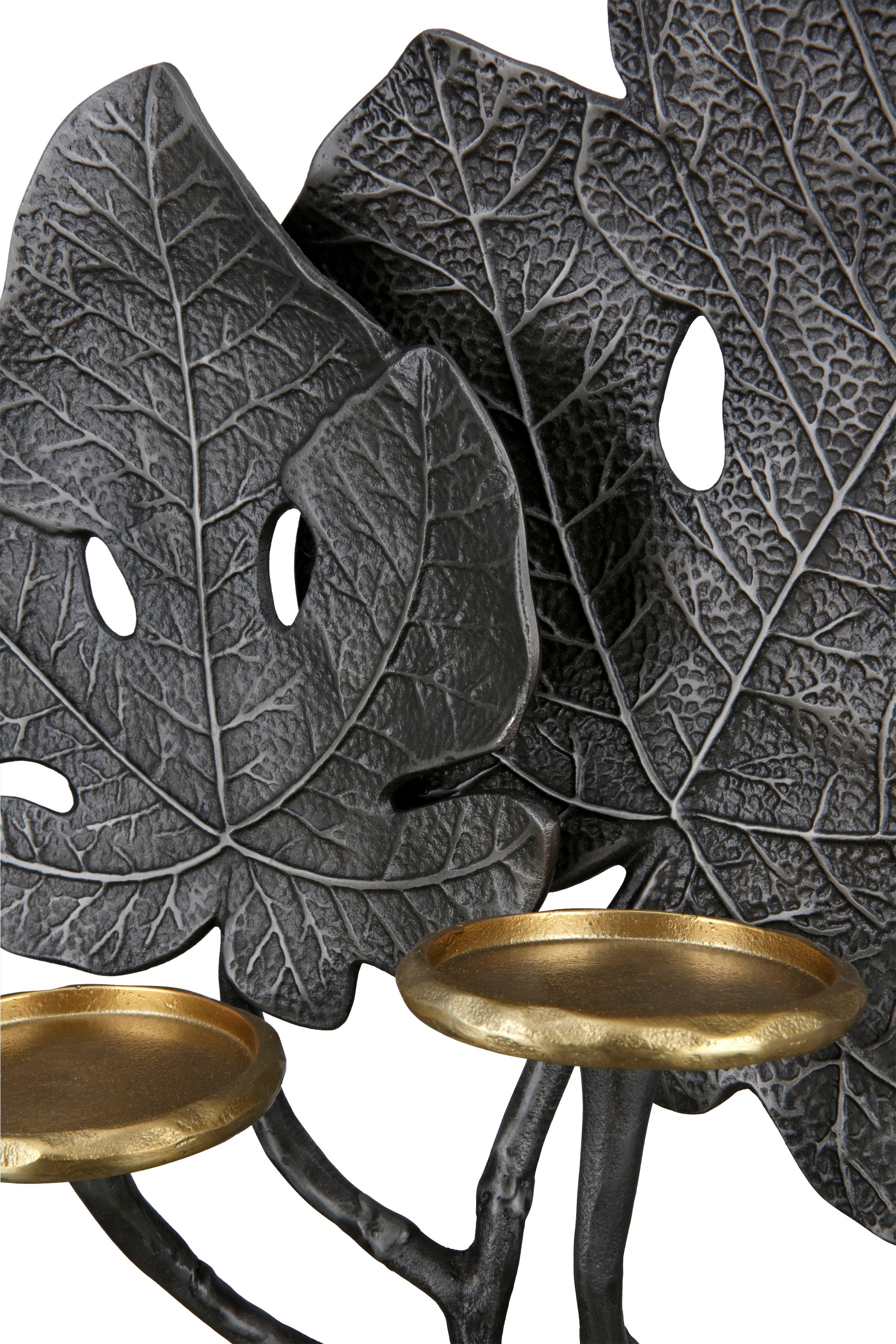 Black Friday GILDE Kerzenleuchter »Leaf«, (1 St.), Kerzenhalter aus  Aluminium, 2-flammig | BAUR