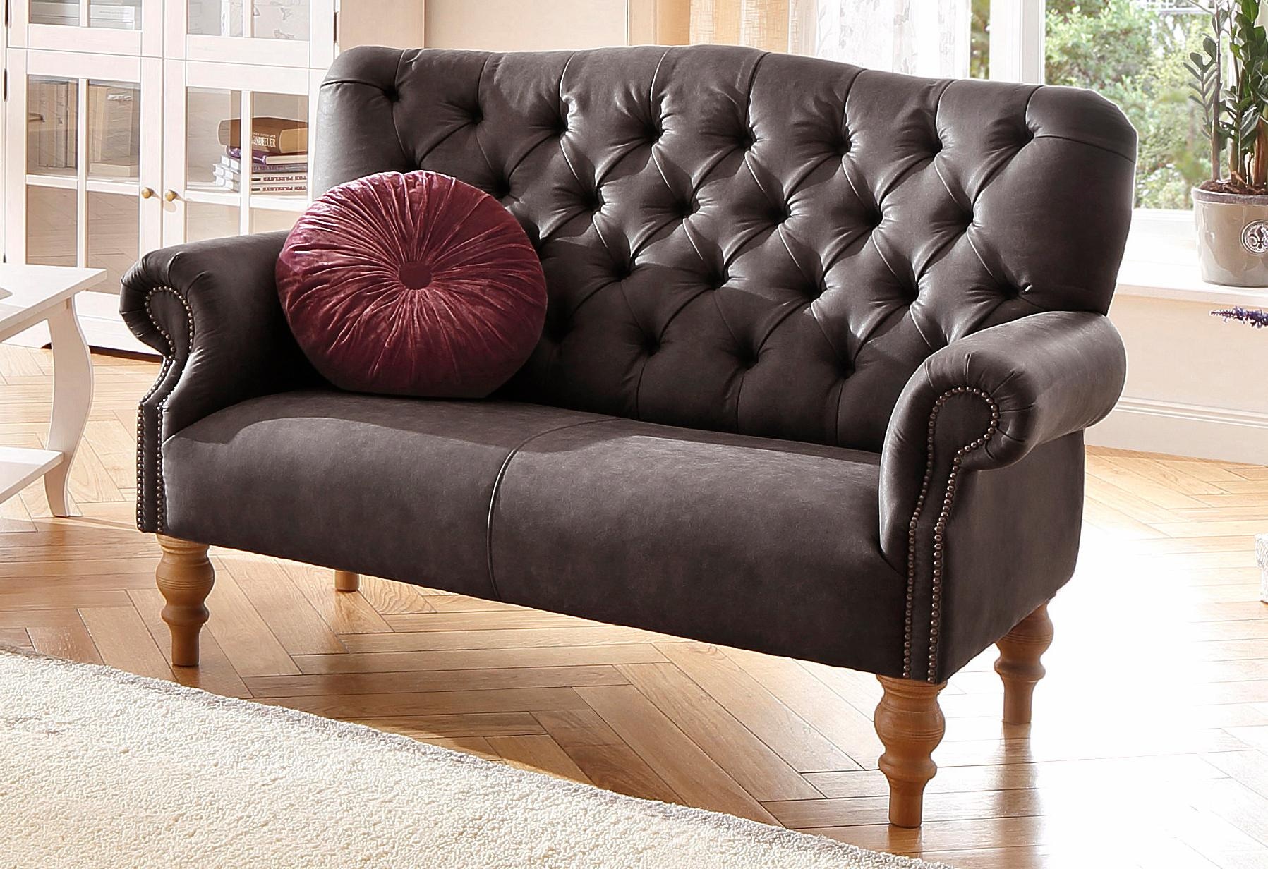 Home affaire Chesterfield-Sofa "Lord", mit echter Chesterfield-Knopfheftung und Ziernägeln