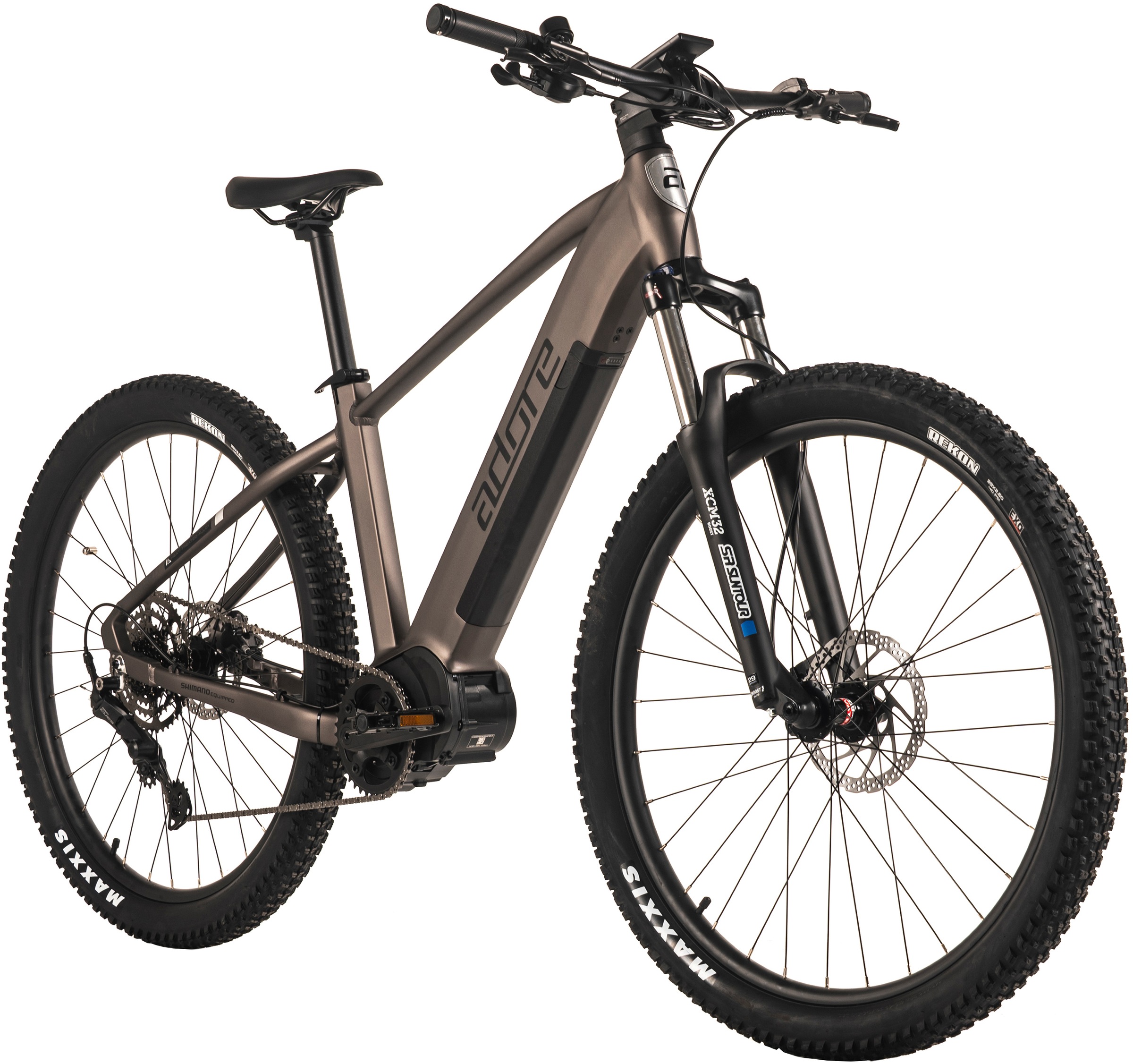 Adore E-Bike »Hardtail 29" GX-750 Mittelmotor 130NM / 15Ah Platingrau matt«, 9 Gang, Shimano, Cues, Mittelmotor 250 W