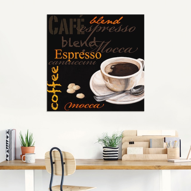 Artland Wandbild »Espresso - Kaffee«, Kaffee Bilder, (1 St.), als Alubild,  Leinwandbild, Wandaufkleber oder Poster in versch. Größen bestellen | BAUR