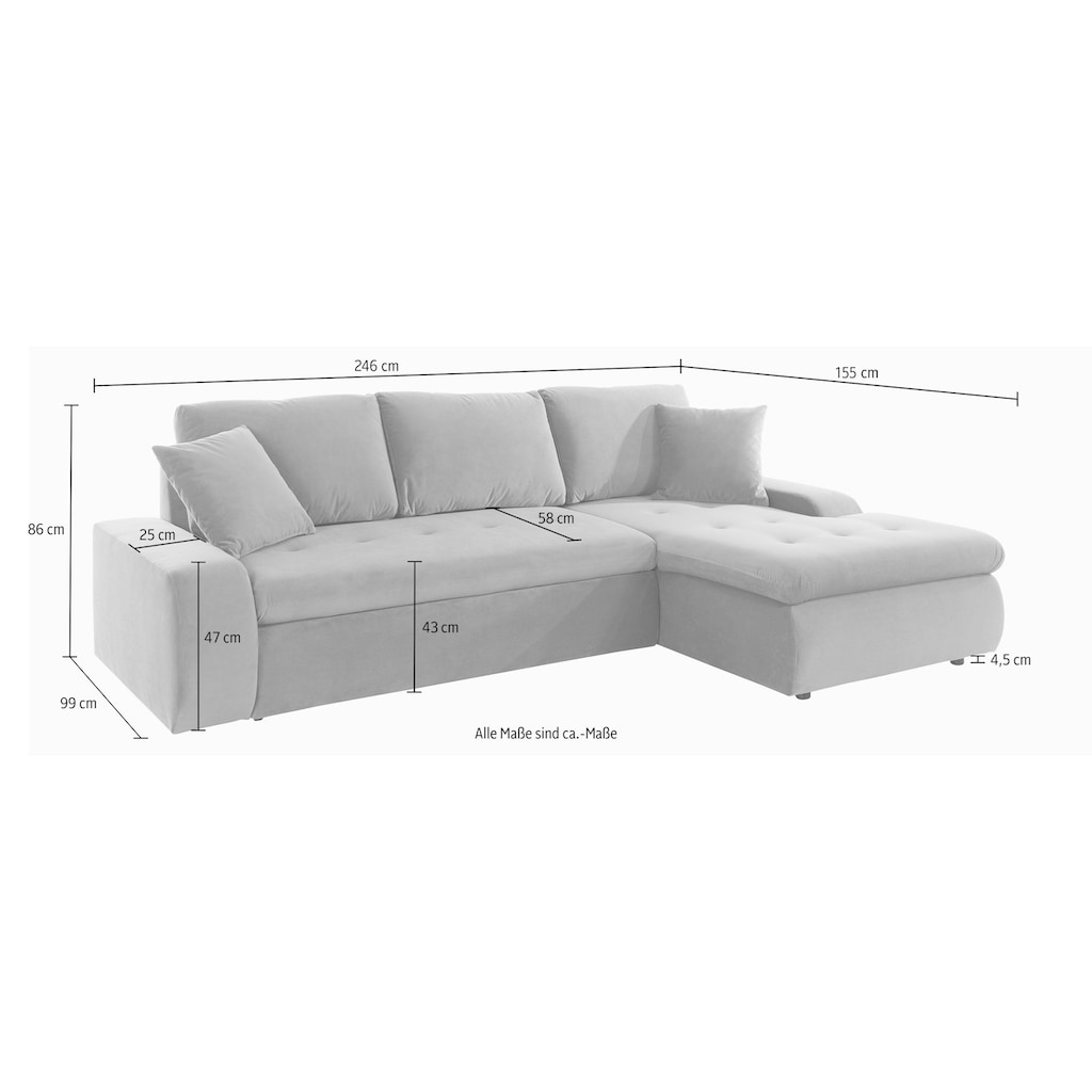 TRENDMANUFAKTUR Ecksofa »Indie II, L-Form«