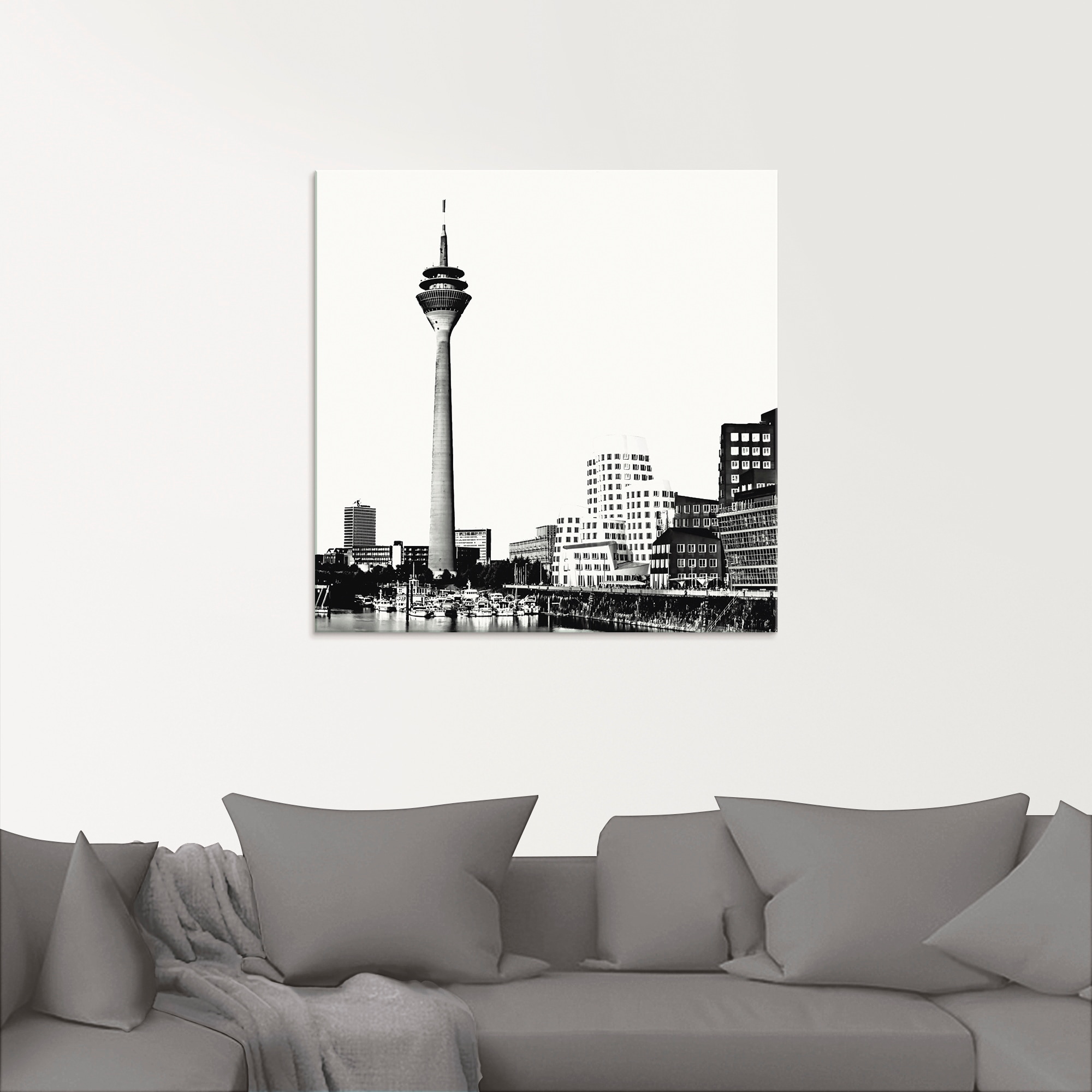 Artland Glasbild »Düsseldorf Collage Skyline 15«, Deutschland, (1 St.), in verschiedenen Größen
