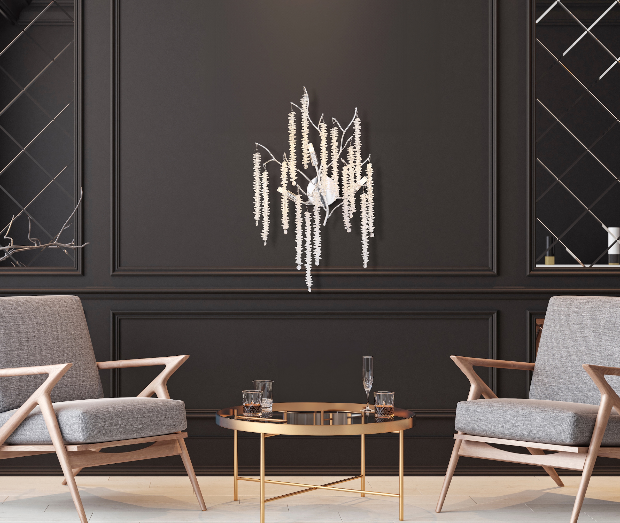 GLOBO LIGHTING Wandleuchte »LAVERNE« G9 1 Stk. Verchromte Wandleuchte mit Glaskristallen, BxH 320x600mm