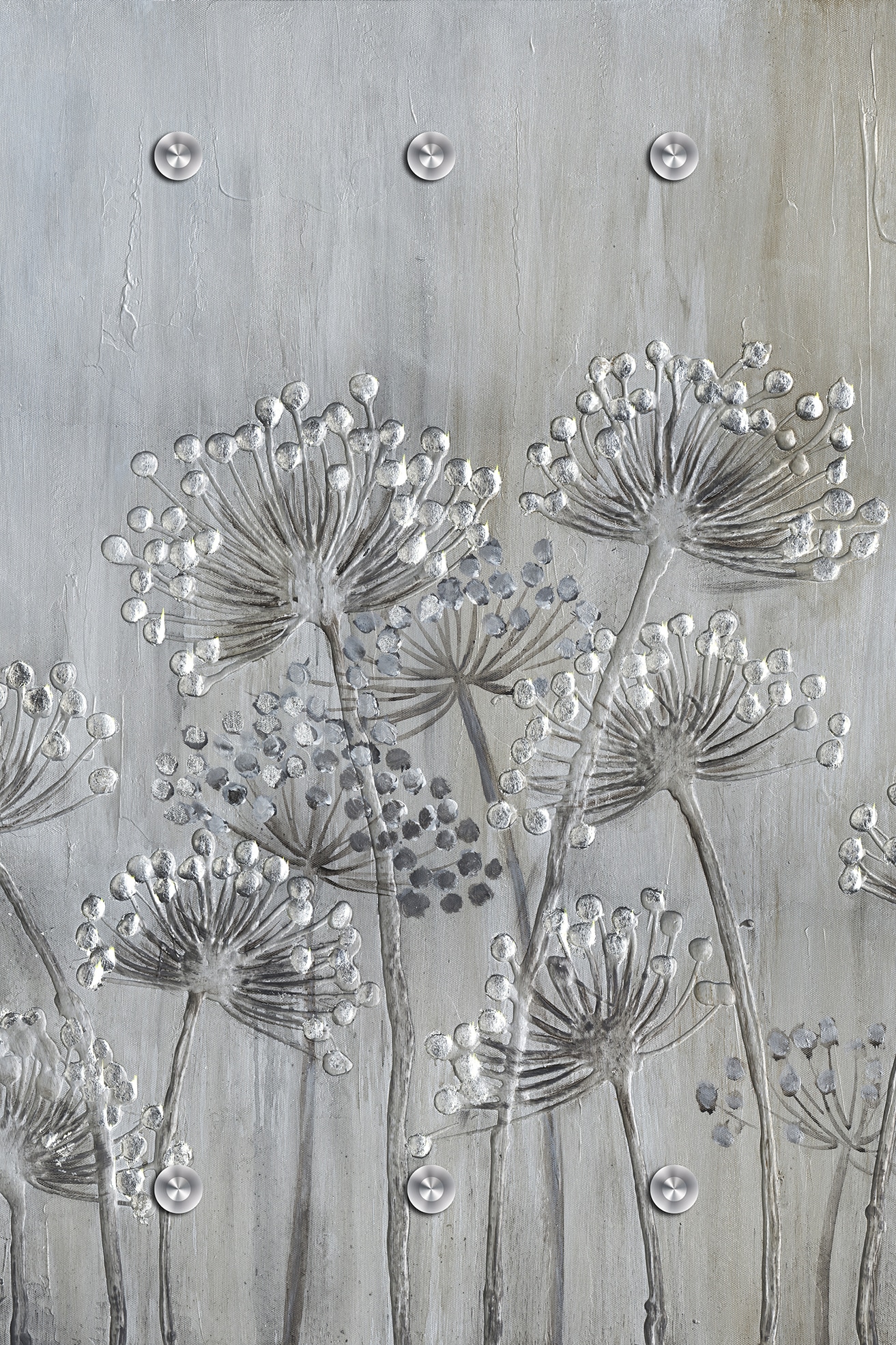 queence Garderobenpaneel "Wandgarderobe mit Motiv Grau Blumenwiese inkl. Edelstahlhaken" 1 Stk. tlg. HD Premium Druck auf Acrylglas