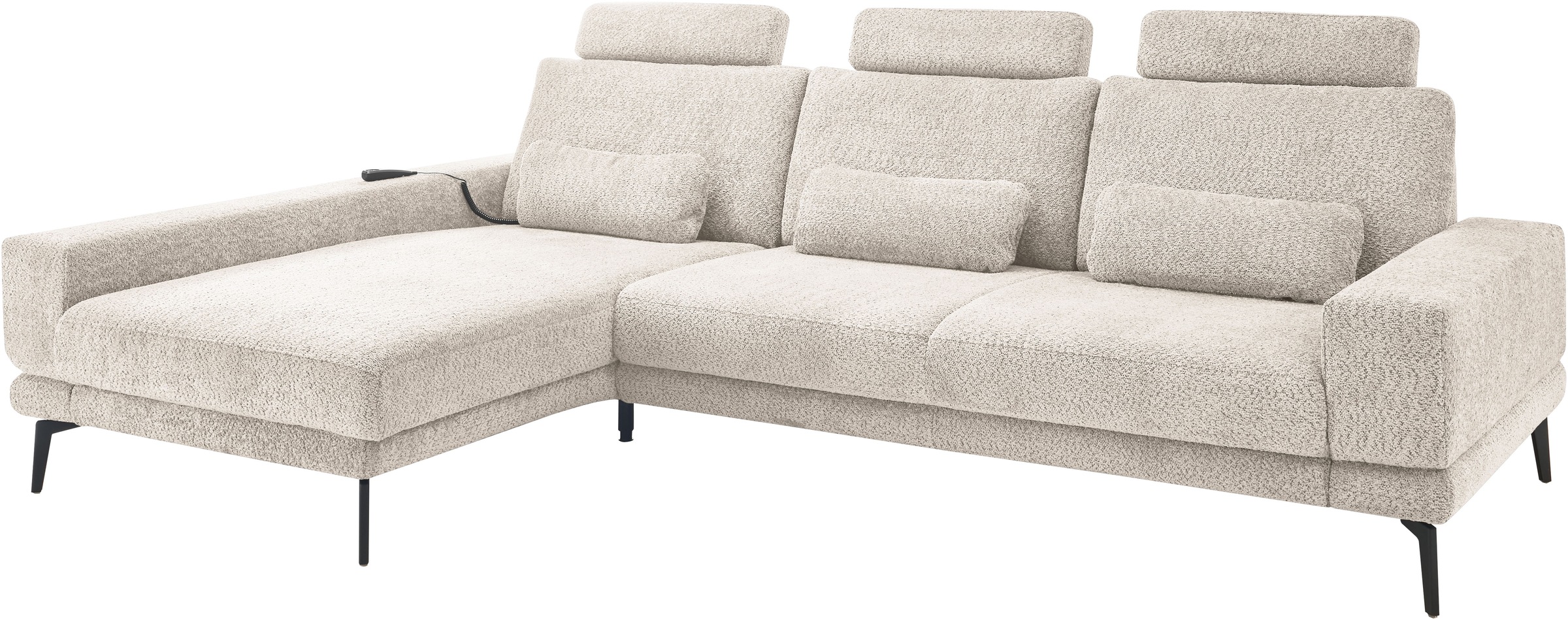 set one by Musterring Ecksofa »SO 3600, inkl motor. Sitztiefenverstellung, Kopfstützen, Nierenkissen«, Sitzhöhe 44 cm, Kaltschaum, Breite 293 x Tiefe 180 cm, Kama sand