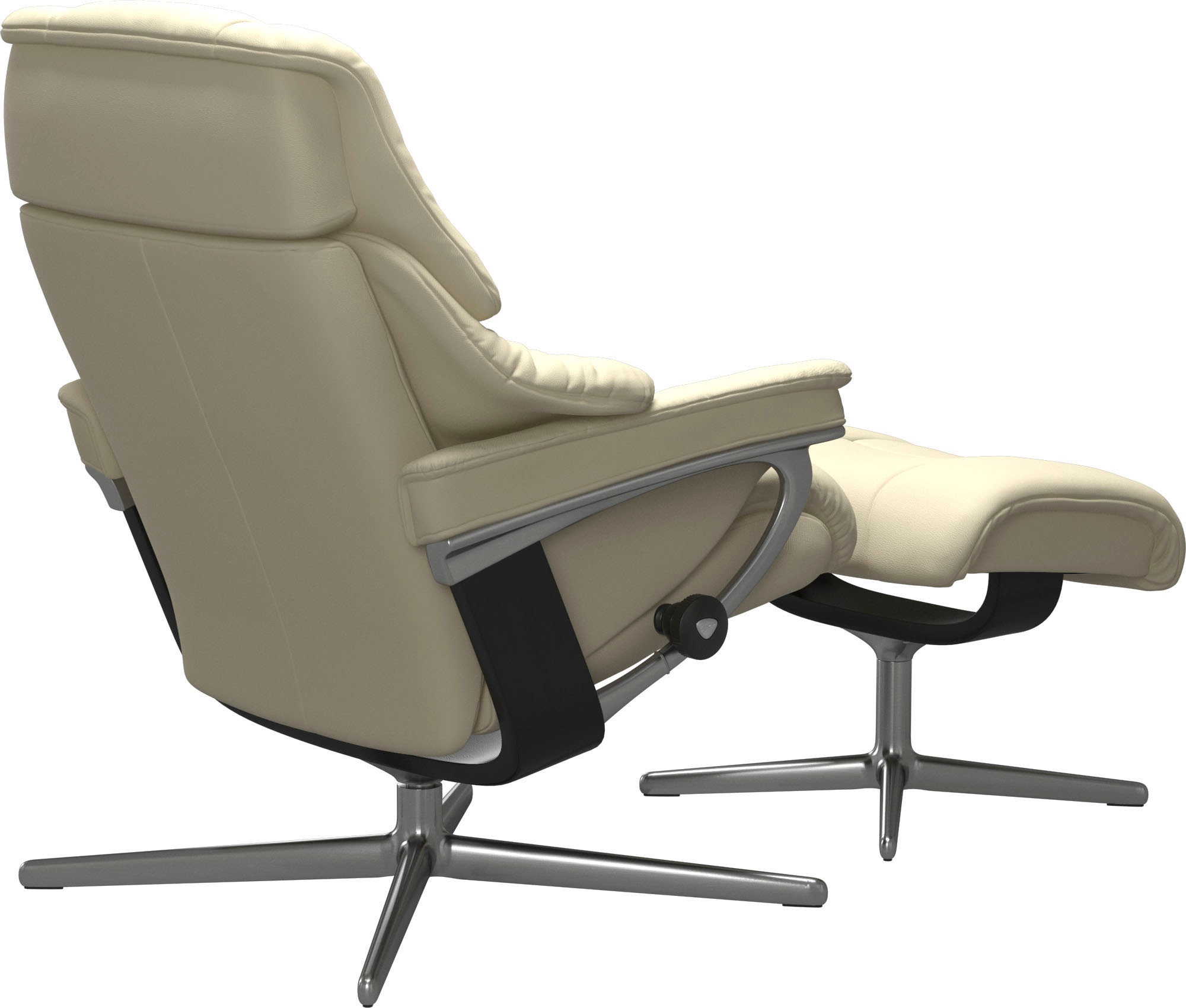 Stressless® Relaxsessel »Reno«, (Set, Relaxsessel mit Hocker), mit Hocker, mit Cross Base, Größe S, M & L, Holzakzent Schwarz