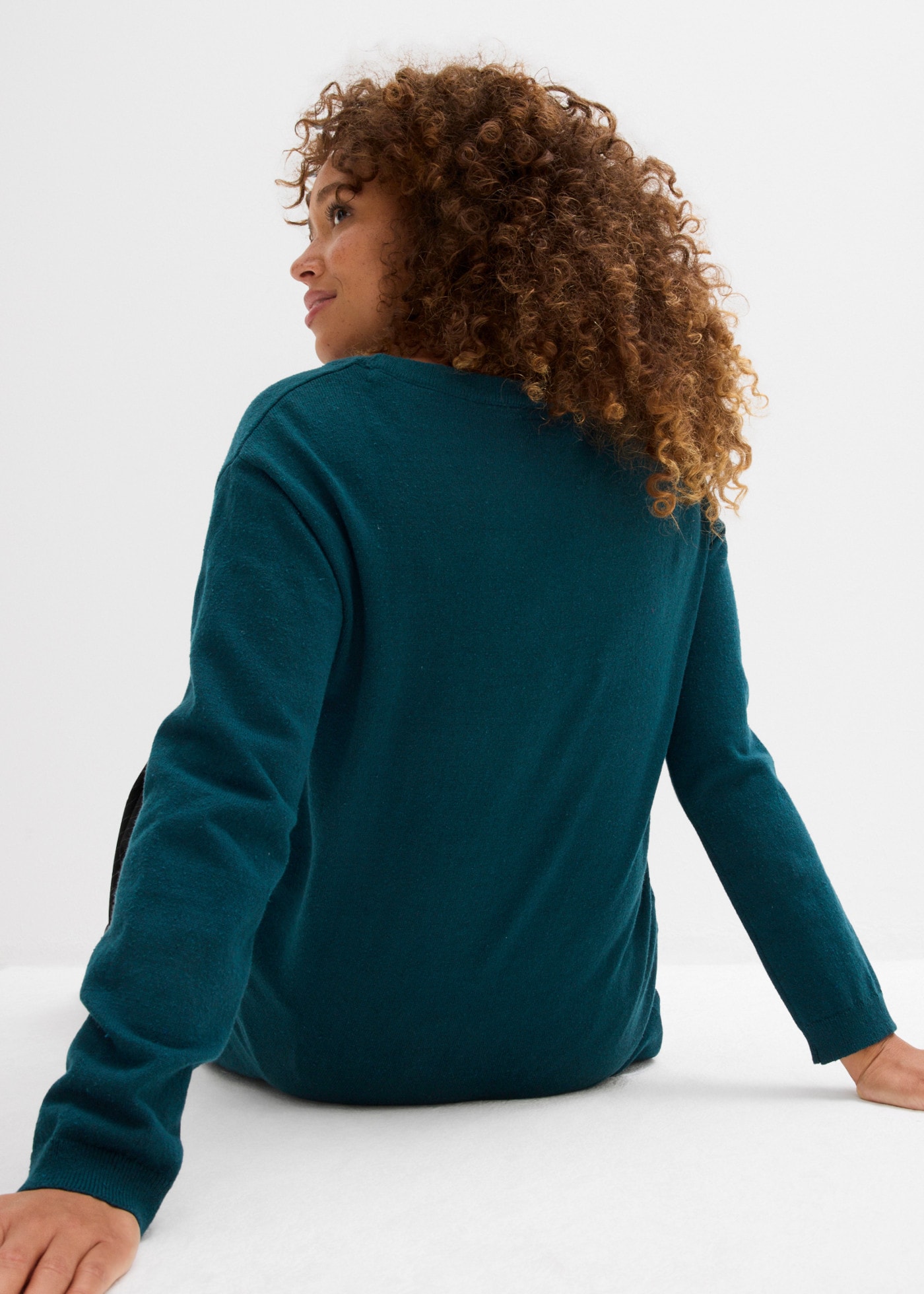 bonprix Longpullover lässig geschnitten, aus Baumwolle, Polyester und Polyamid