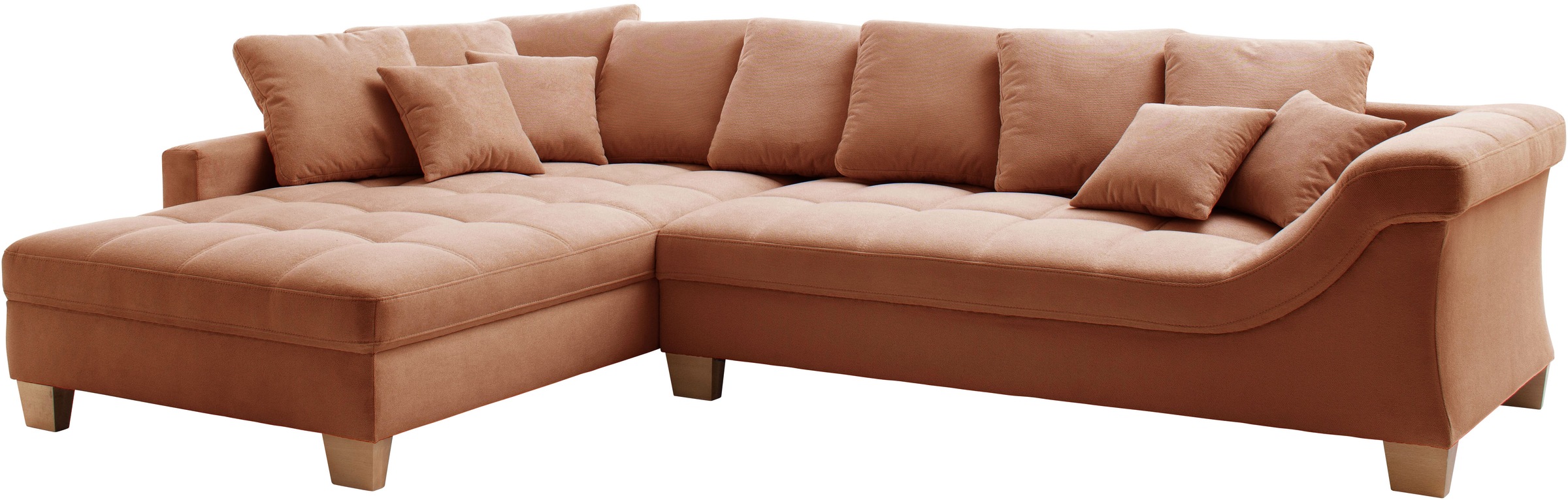 Mr. Couch Ecksofa »Bologna, L-Form, mit Holzfüßen«, wahlweise mit Kaltschaum