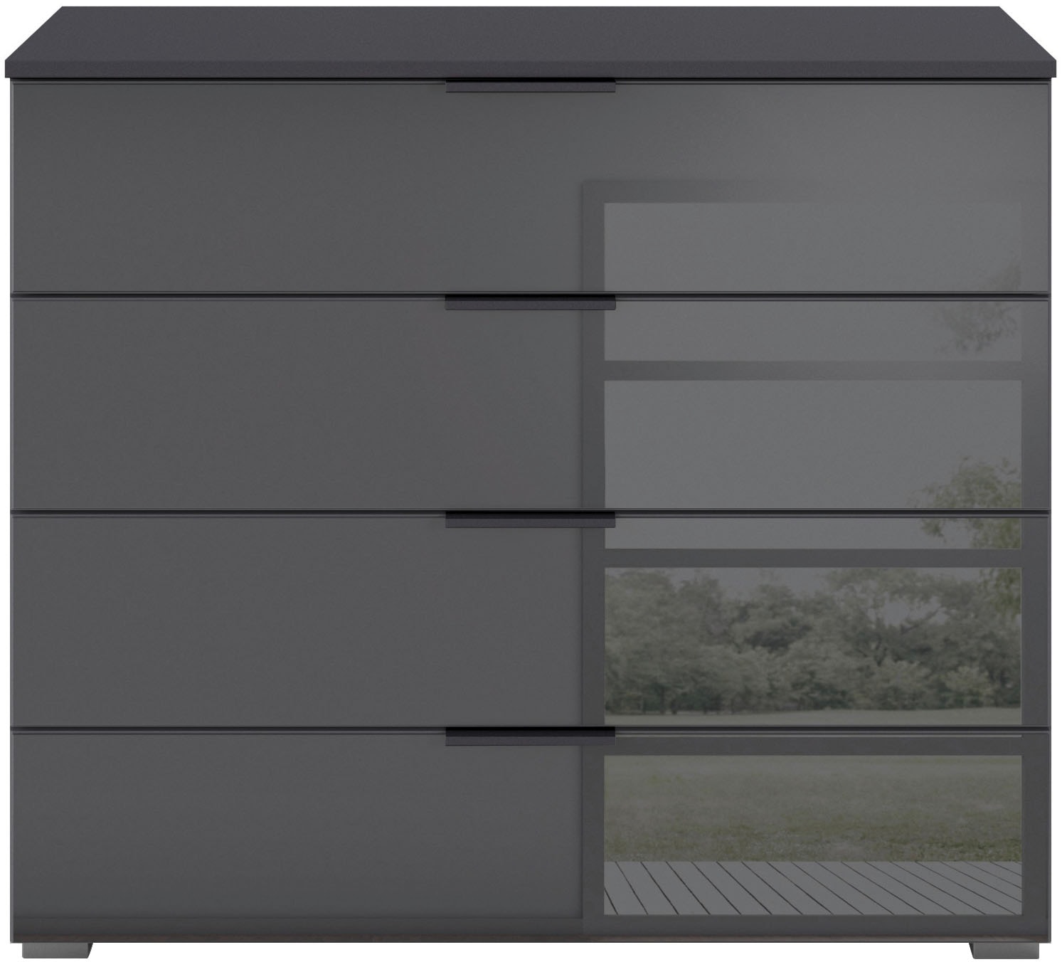 rauch Schubkastenkommode »Sideboard Schubladenkommode Schubladenkommode AGORDO mit Glasfront«, (in zwei Griff-Farben, Breite 80 cm), vier große und geräumige Schubladen mit viel Stauraum MADE IN GERMANY