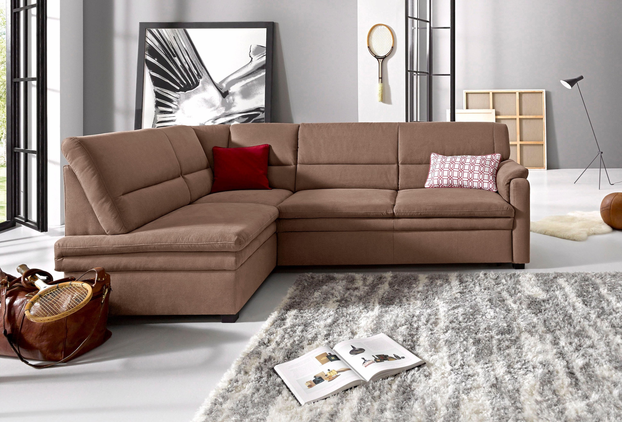 sit&more Ecksofa "Pisa L-Form" mit Federkern, wahlweise mit Schlaffunktion