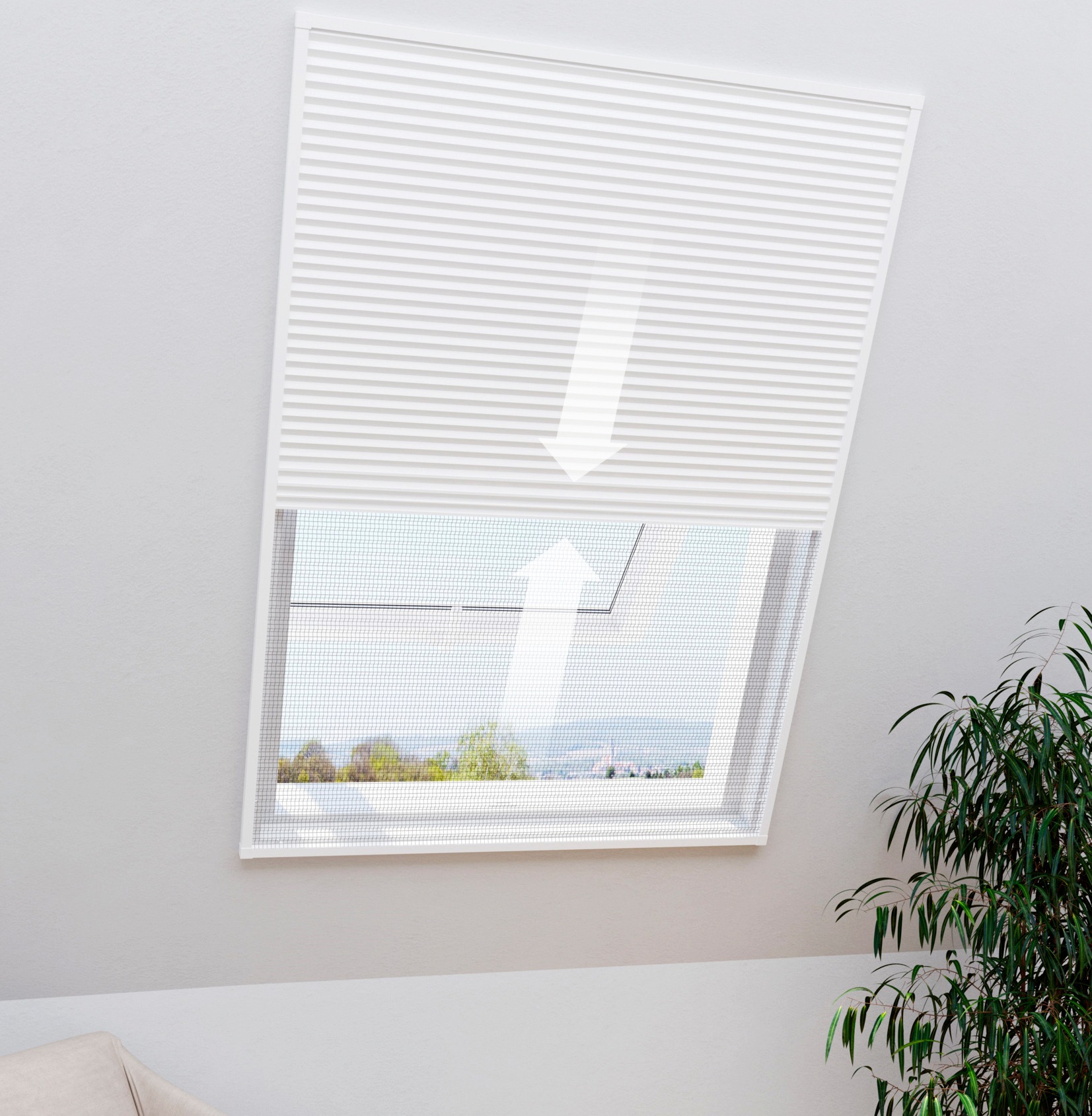 Windhager Insektenschutzrollo »für Dachfenster, 2in1 EXPERT«, transparent, mit Plissee, BxH: 110x160 cm