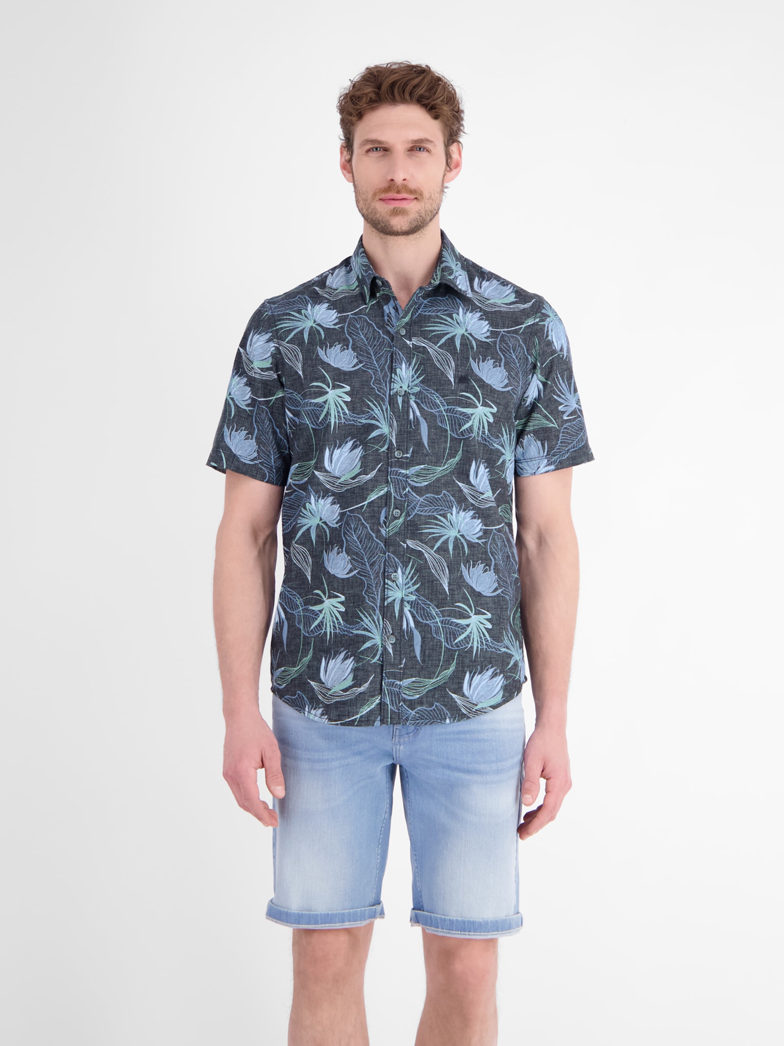 LERROS 1100000002199 Kurzarm, aus Polyester und Baumwolle, mit floralem All-over-Print