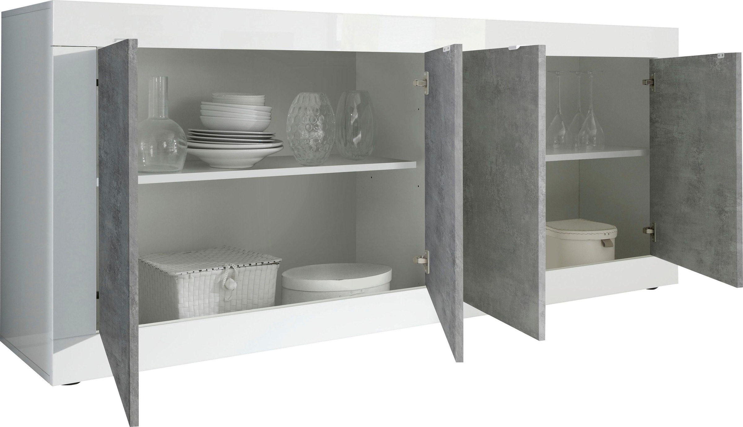 Thumbnail - Home affaire Sideboard "Basic Breite 207 cm, Kommode 4 Türen, Anrichte," Metallgriff, moderne Rahmenoptik, viel Stauraum...