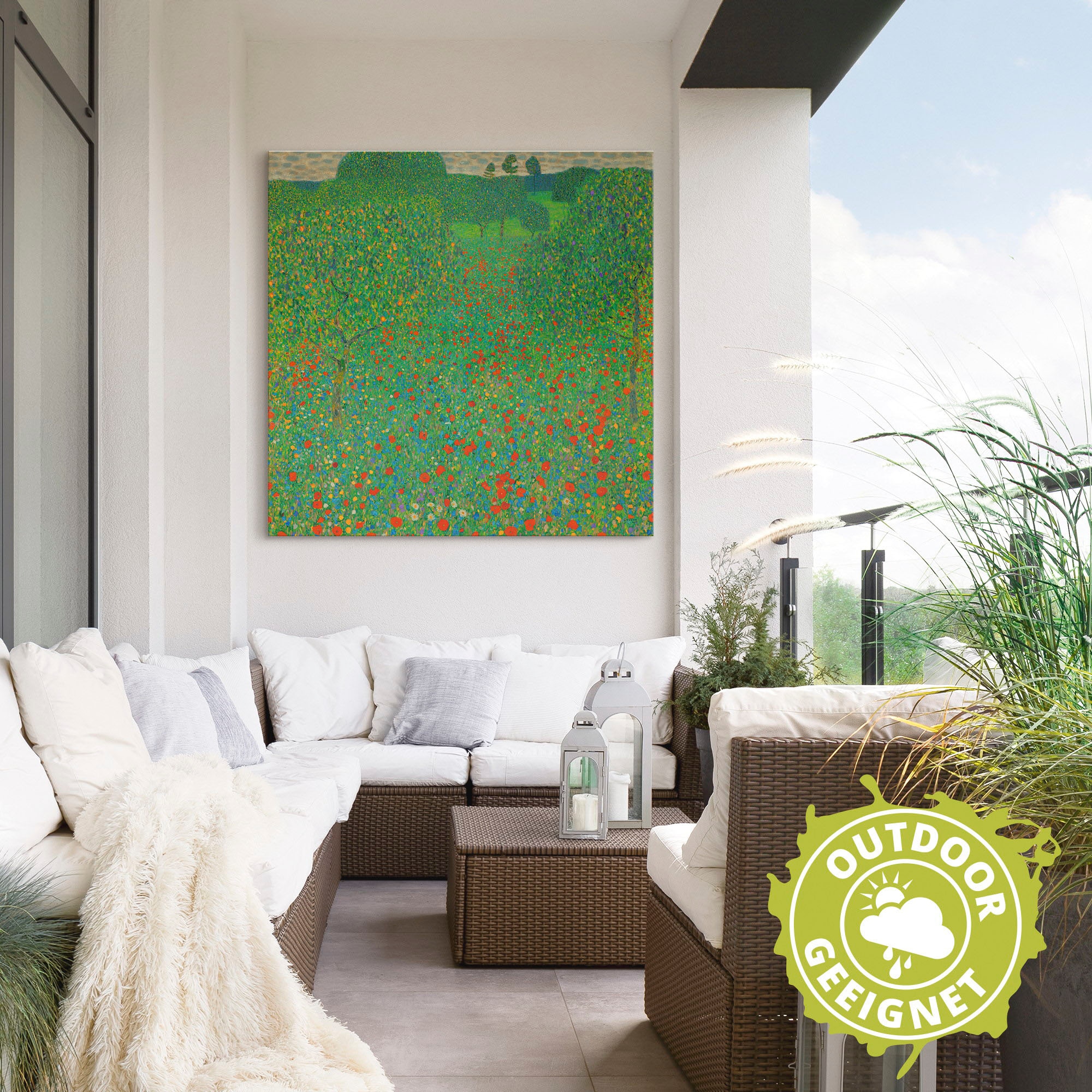 Artland Alu-Dibond-Druck »Feld mit Mohn« Blumen 1 Stk. tlg. für Innen- und Außenbereich geeignet, Outdoorbild
