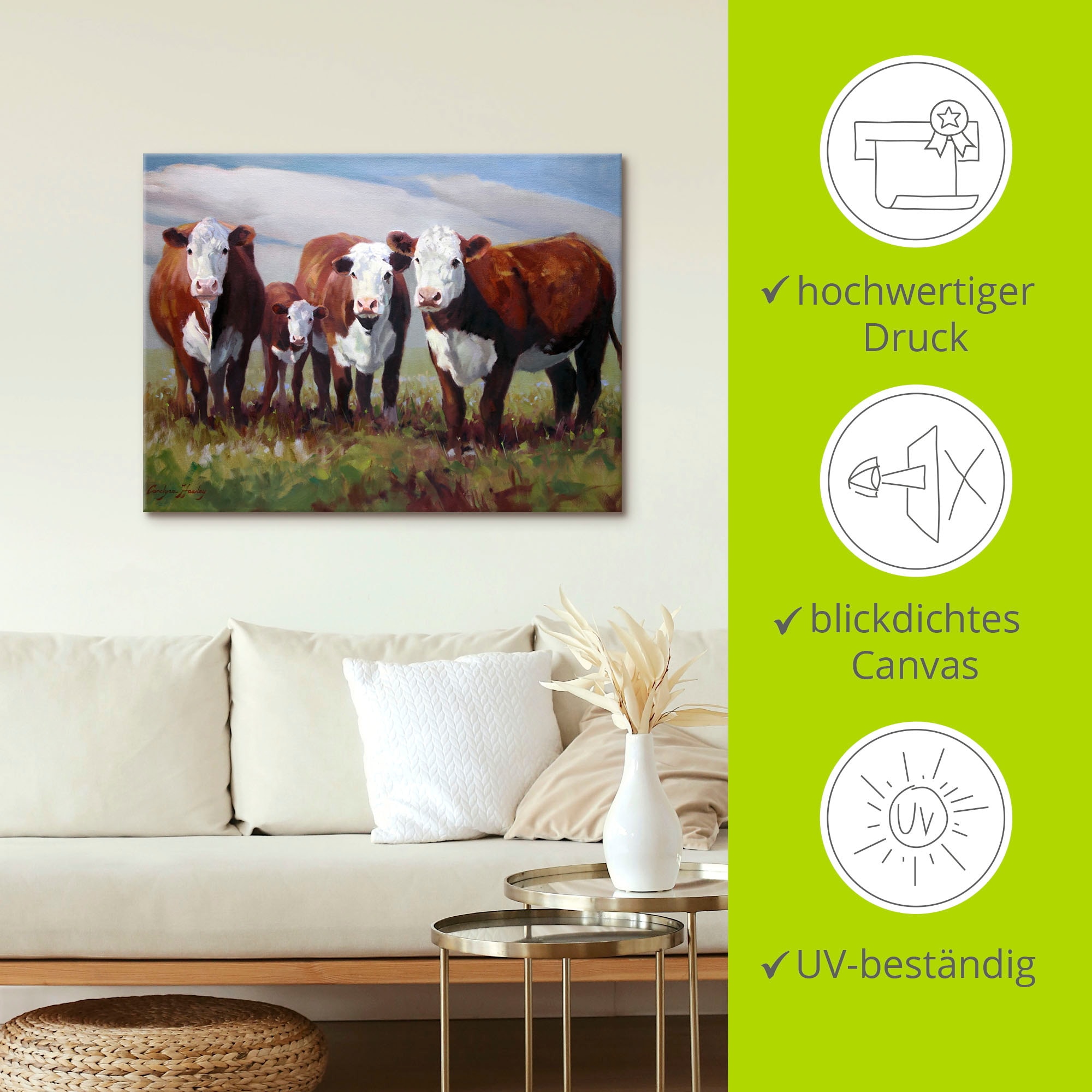Artland Wandbild »Zuhause der Kühe«, Haustiere, (1 St.), als Alubild, Outdoorbild, Leinwandbild in verschied. Größen