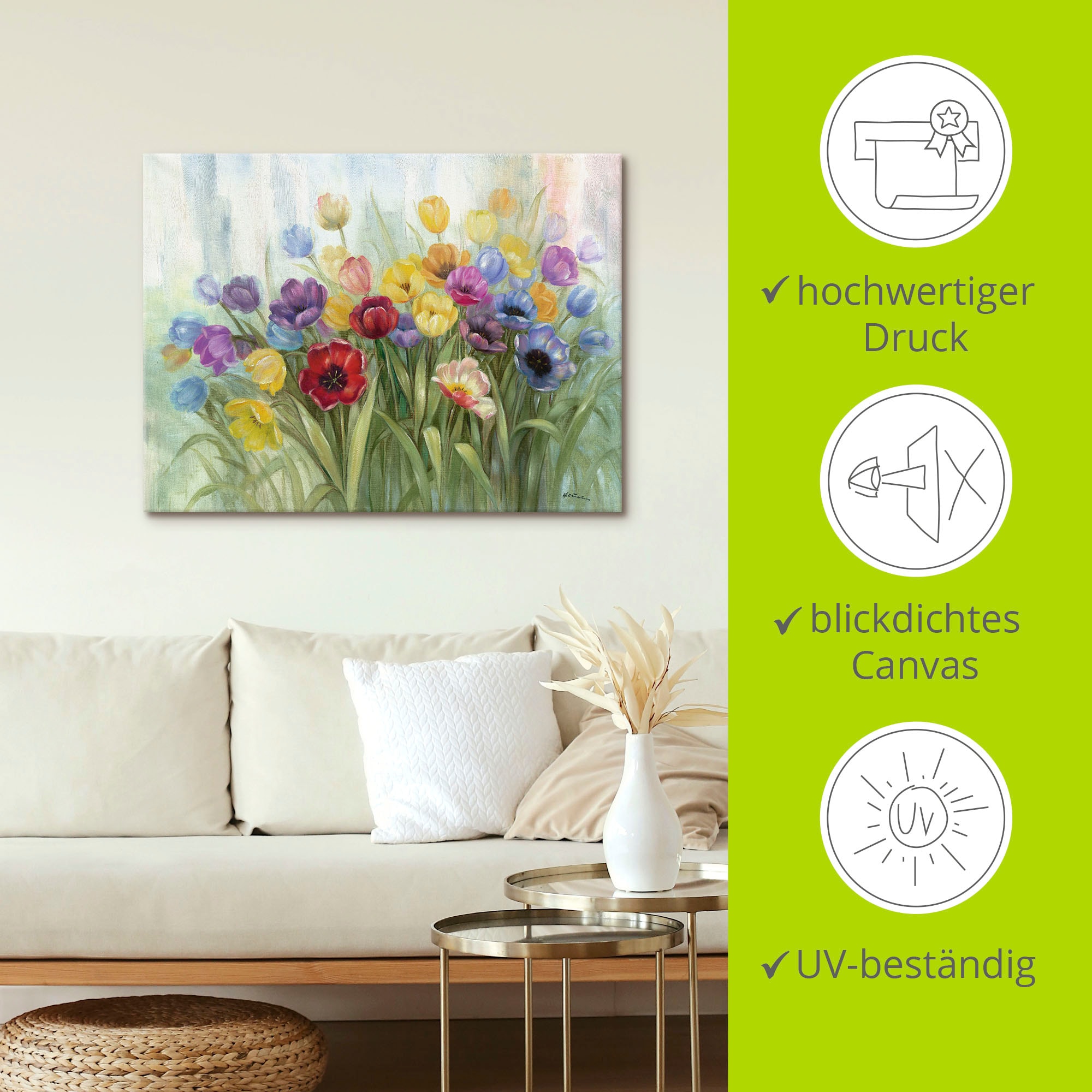Artland Wandbild »Tulpenwiese I«, Blumenwiese, (1 St.), als Leinwandbild, Poster in verschied. Größen