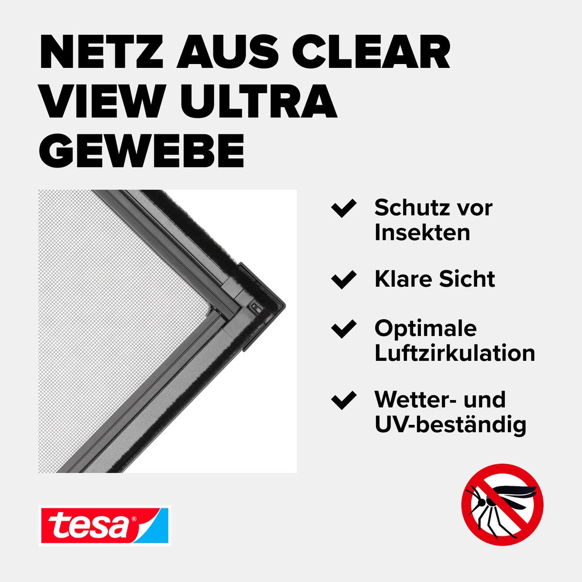 tesa Insektenschutz-Fensterrahmen »Insect Stop Falt Fliegengitter für Fenster - min 0,8 m bis max. 1,4 m«, Mückenschutz-verstellbarem Rahmen aus Aluminium-ohne bohren