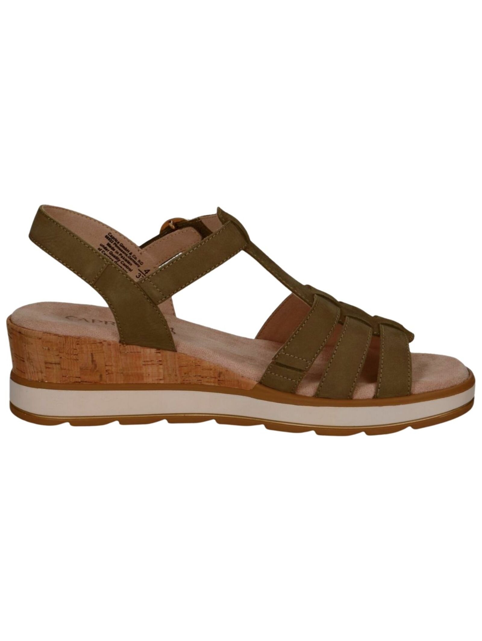 Keilsandalette CAPRICE "Caprice Sandalen Nubukleder", Damen, Gr. 37, grün (oliv), Nubukleder, Schuhe 3