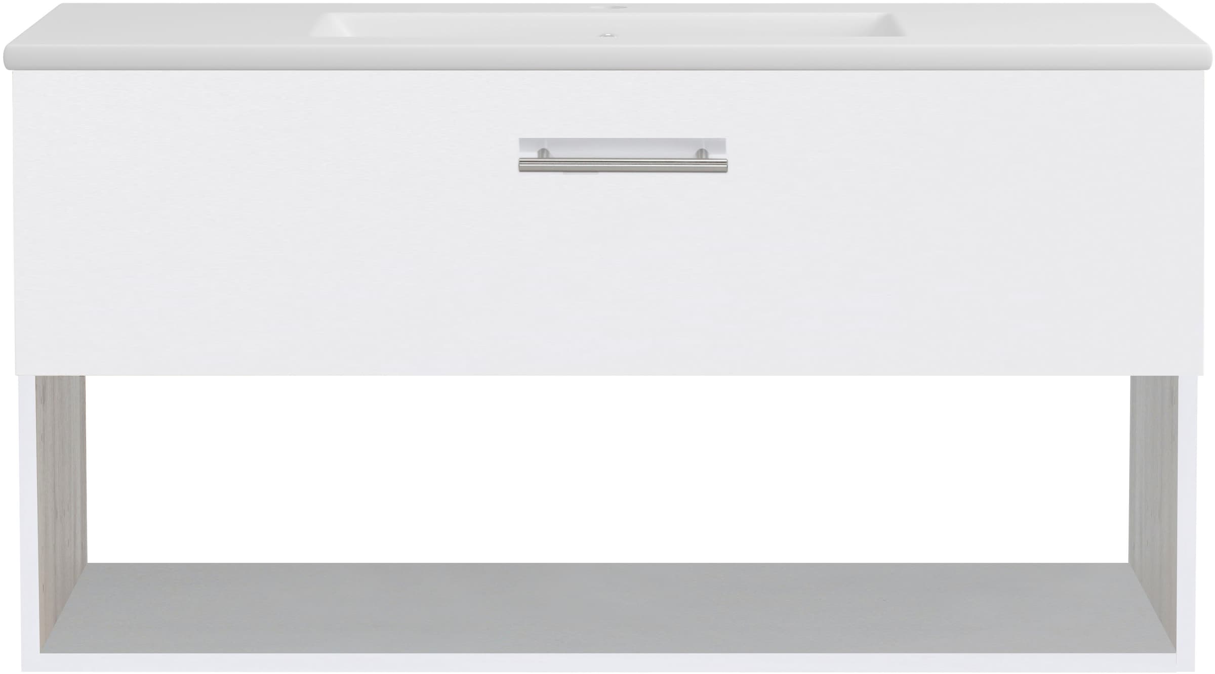 welltime Waschtisch »Trento Light, 60cm, 80cm, 100cm, Keramik-Auflagebecken«, 1 Auzug und 1 offenes Fach