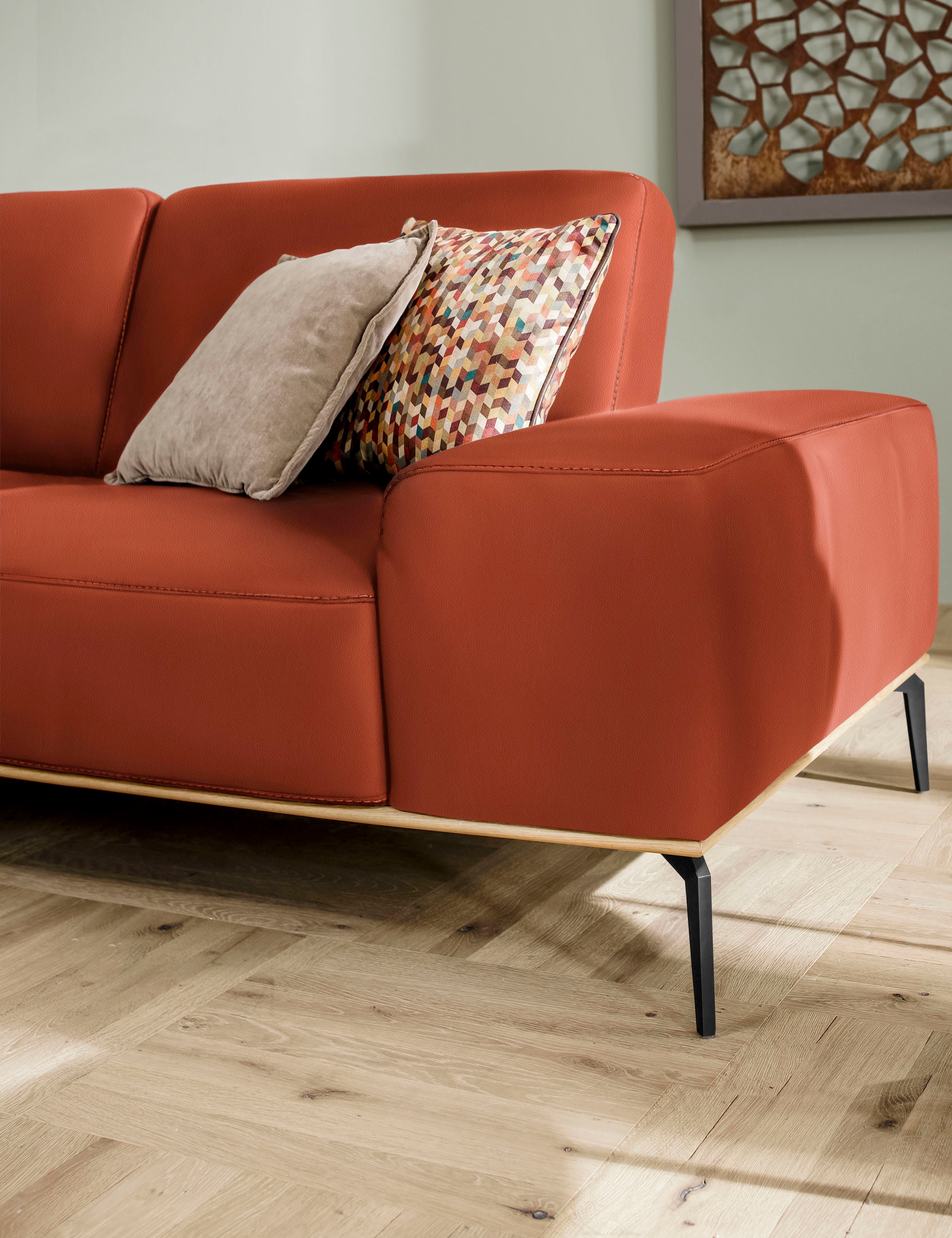W.SCHILLIG Ecksofa »run, Designsofa mit tollem Sitzkomfort, bequem, L-Form«, mit Holzsockel, Füße in Schwarz pulverbeschichtet, Breite 319 cm
