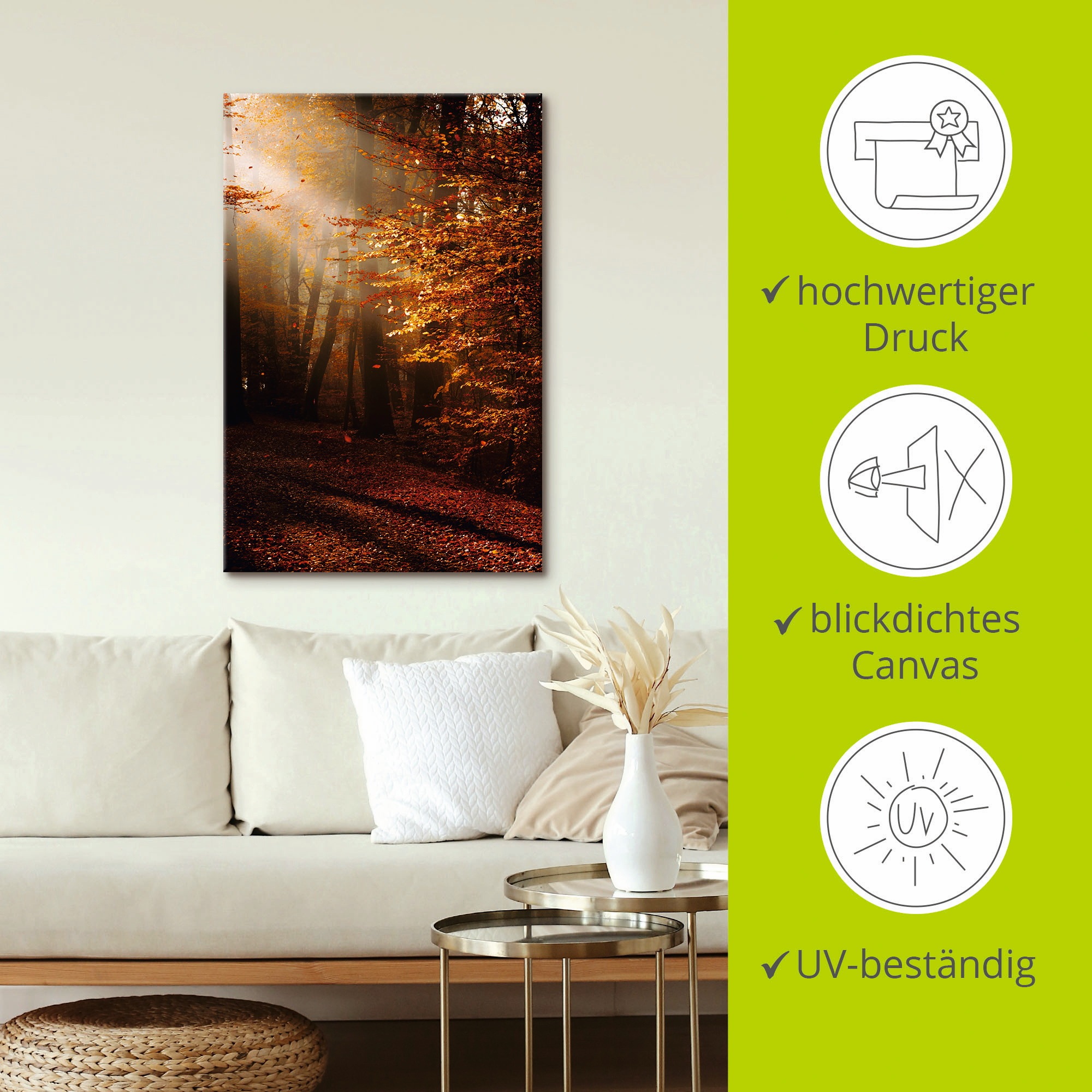 Artland Wandbild »Sonnenaufgang im Herbst«, Wald, (1 St.), als Leinwandbild, Poster in verschied. Größen