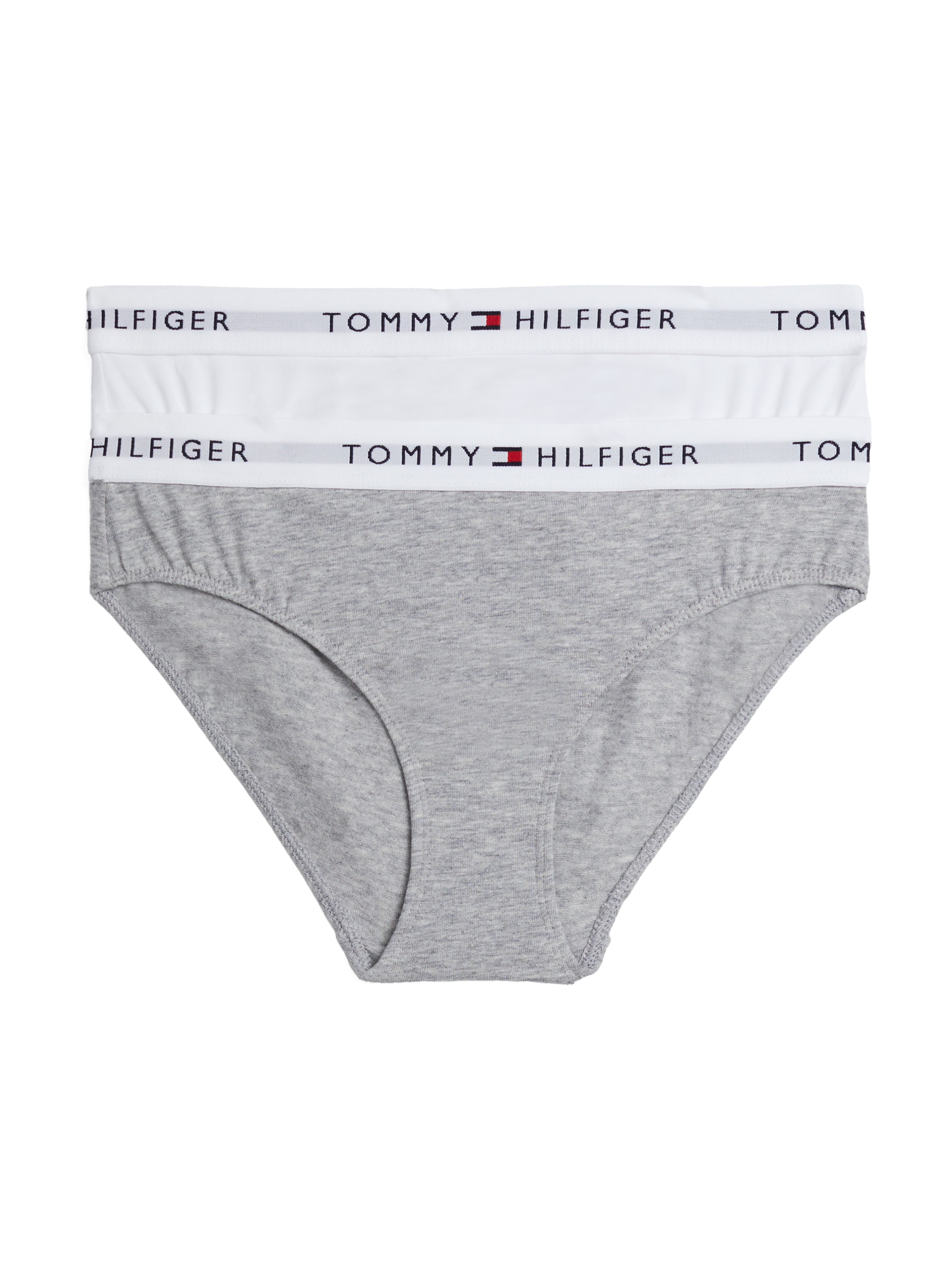 Mädchen Bikinislip "2 PK BIKINI mit elastischem Bund im 2er-Pack", TOMMY HILFIGER UNDERWEAR, Gr. 128, weiß, Jersey, Obermaterial: 95% Baumwolle, 5%