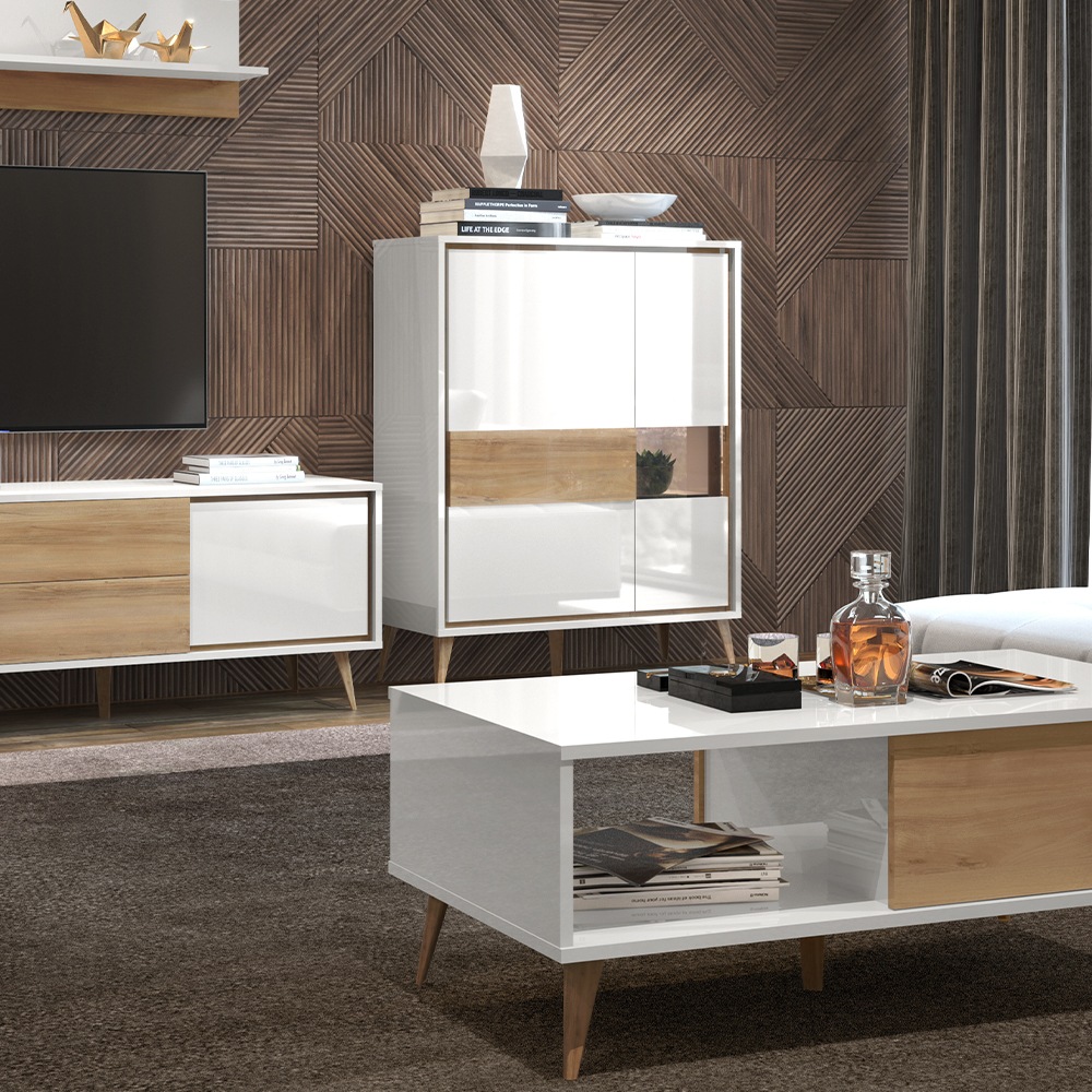 Home affaire Highboard "Vida", (H/B/T): 121/95/40cm), UV lackiert, hochglän günstig online kaufen