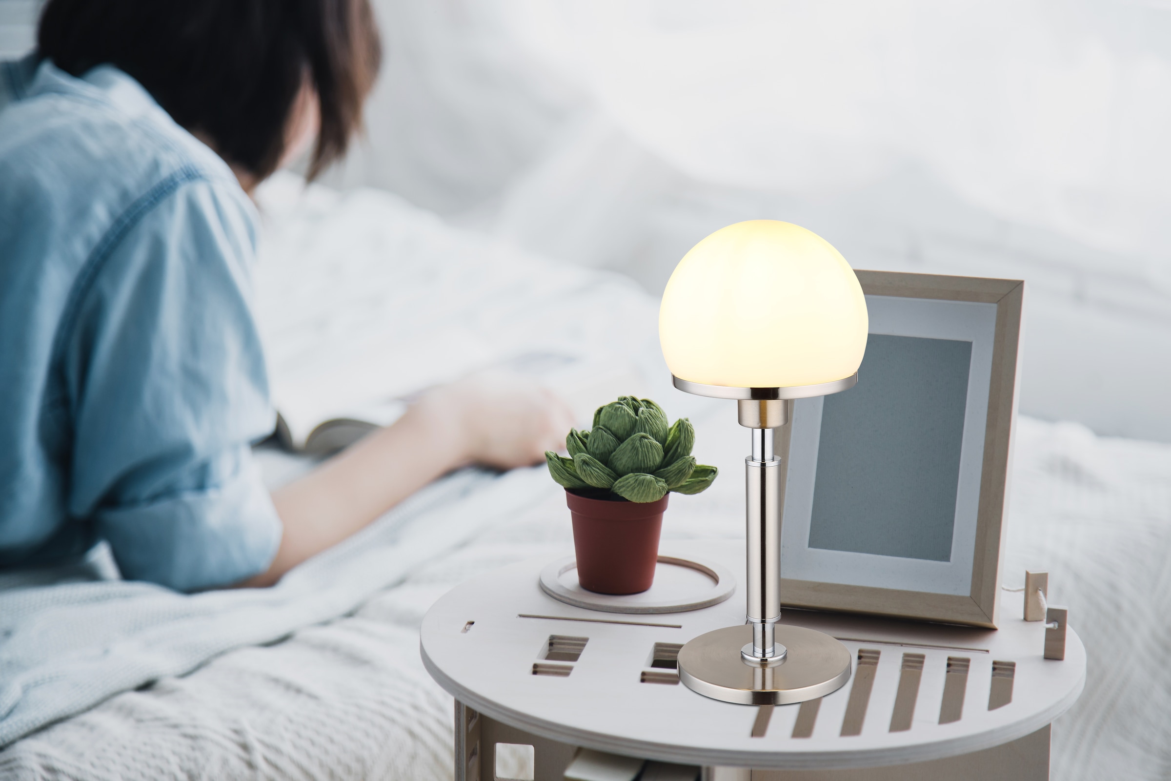 GLOBO LIGHTING Tischleuchte »HAKU«, Leuchtmittel E27 | ohne Leuchtmittel, Tischlampe/Schlafzimmer/Wohnzimmer/Glas opal