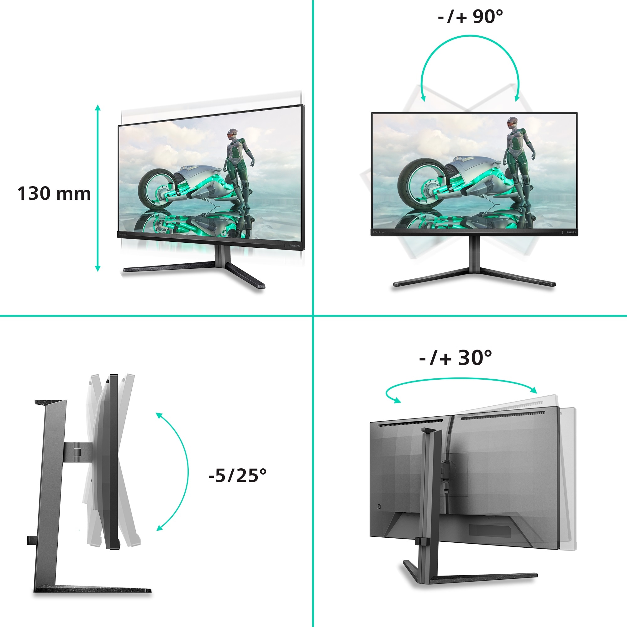 Philips Gaming-LED-Monitor »27M2N3800A«, 68,5 cm/27 Zoll, 3840 x 2160 px, 4K Ultra HD, 1 ms Reaktionszeit, 160 Hz, Dual Frame, Pivot, Drehbar, Neigbar, Höhenverstellbar, Lautsprecher