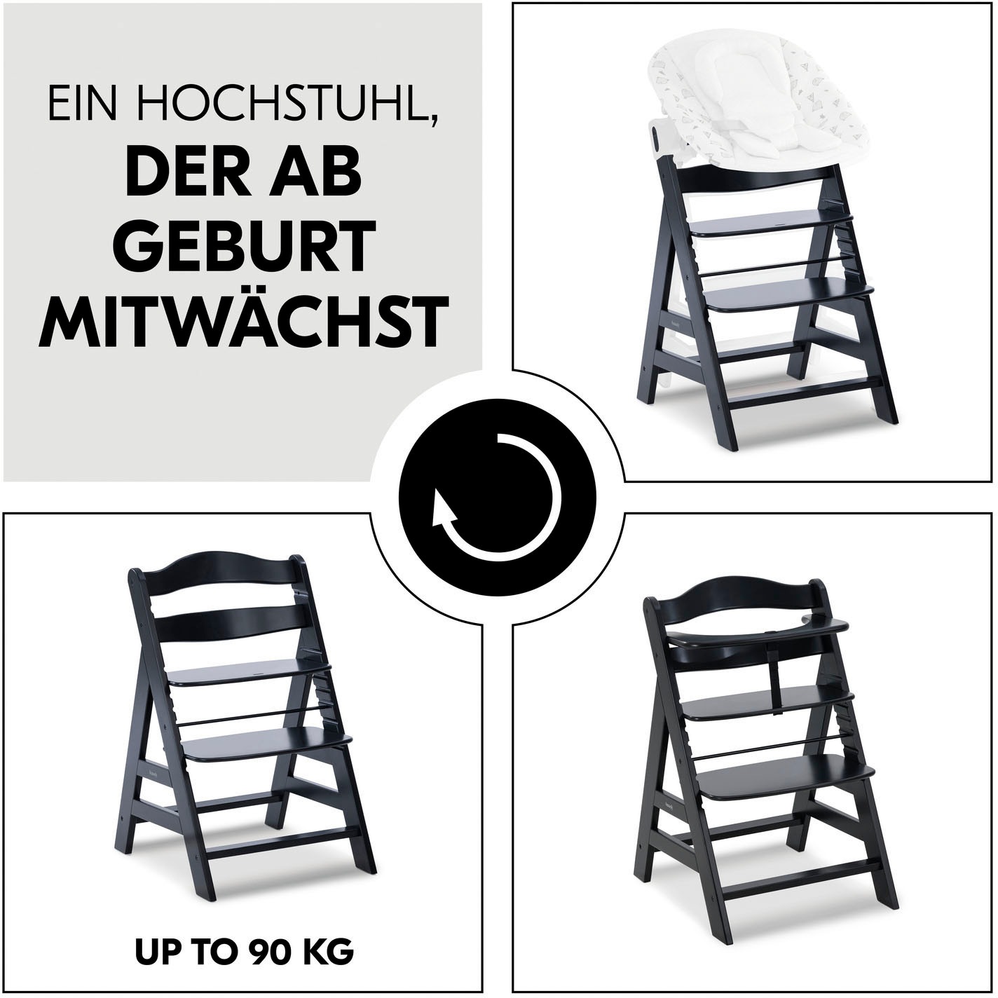 Hauck Hochstuhl »Alpha+, Black«, FSC® - schützt Wald - weltweit