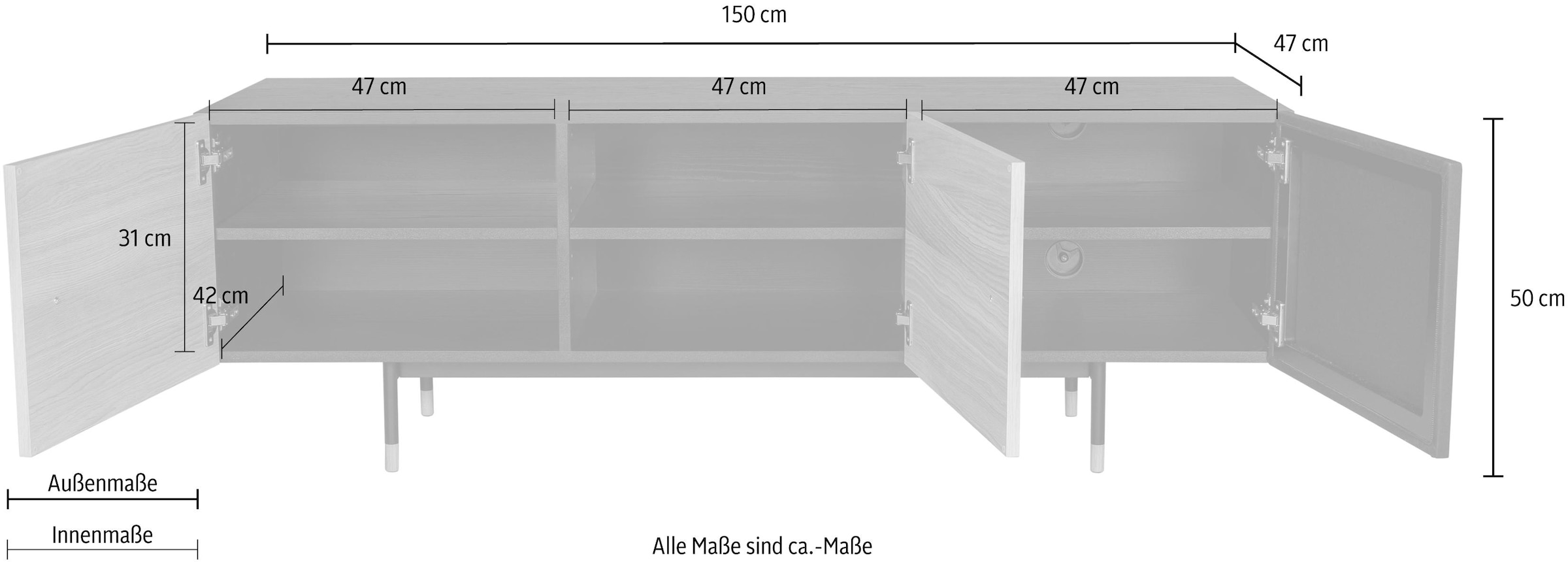 Woodman TV-Board »Daniel«, mit Soft Close Funktion, Breite 150 cm