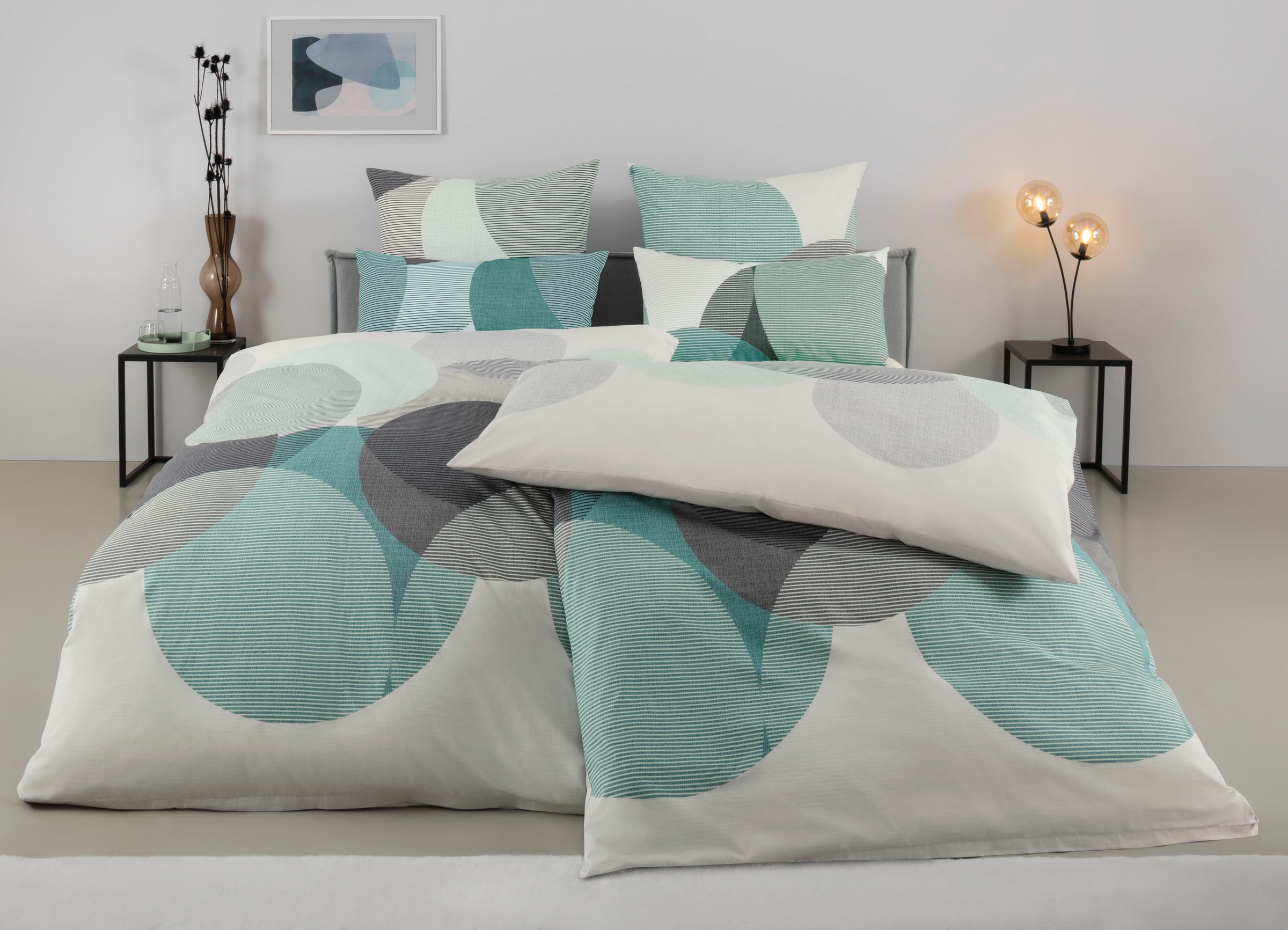 Bettwäsche BIERBAUM, grün, Renforcé, Obermaterial: 100% Baumwolle, Bettwäsche, "Carla in Gr. 135x200 oder 155x220 cm", Bettwäsche aus Baumwolle,