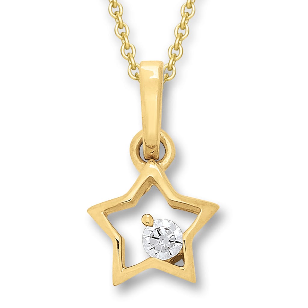 ONE ELEMENT Kettenanhänger »Zirkonia Stern Anhänger aus 333 Gelbgold«, Damen Gold Schmuck Stern