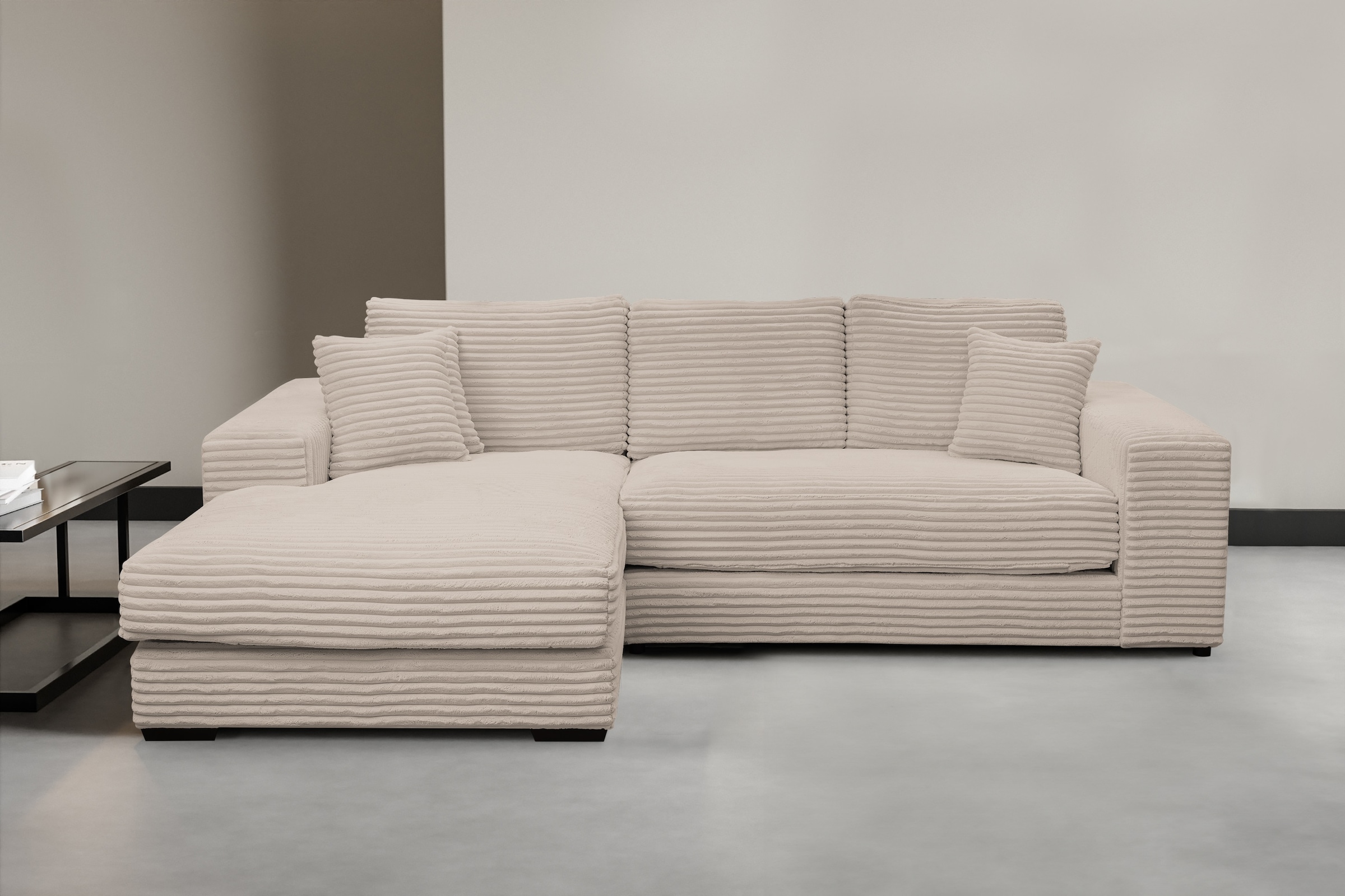 WERK2 Ecksofa »Eden modern und zeitlos, geschmackvolles Sofa, Breite 286cm, L-Form«, Design Ecksofa in Cord mit besonders weichem Sitzkomfort
