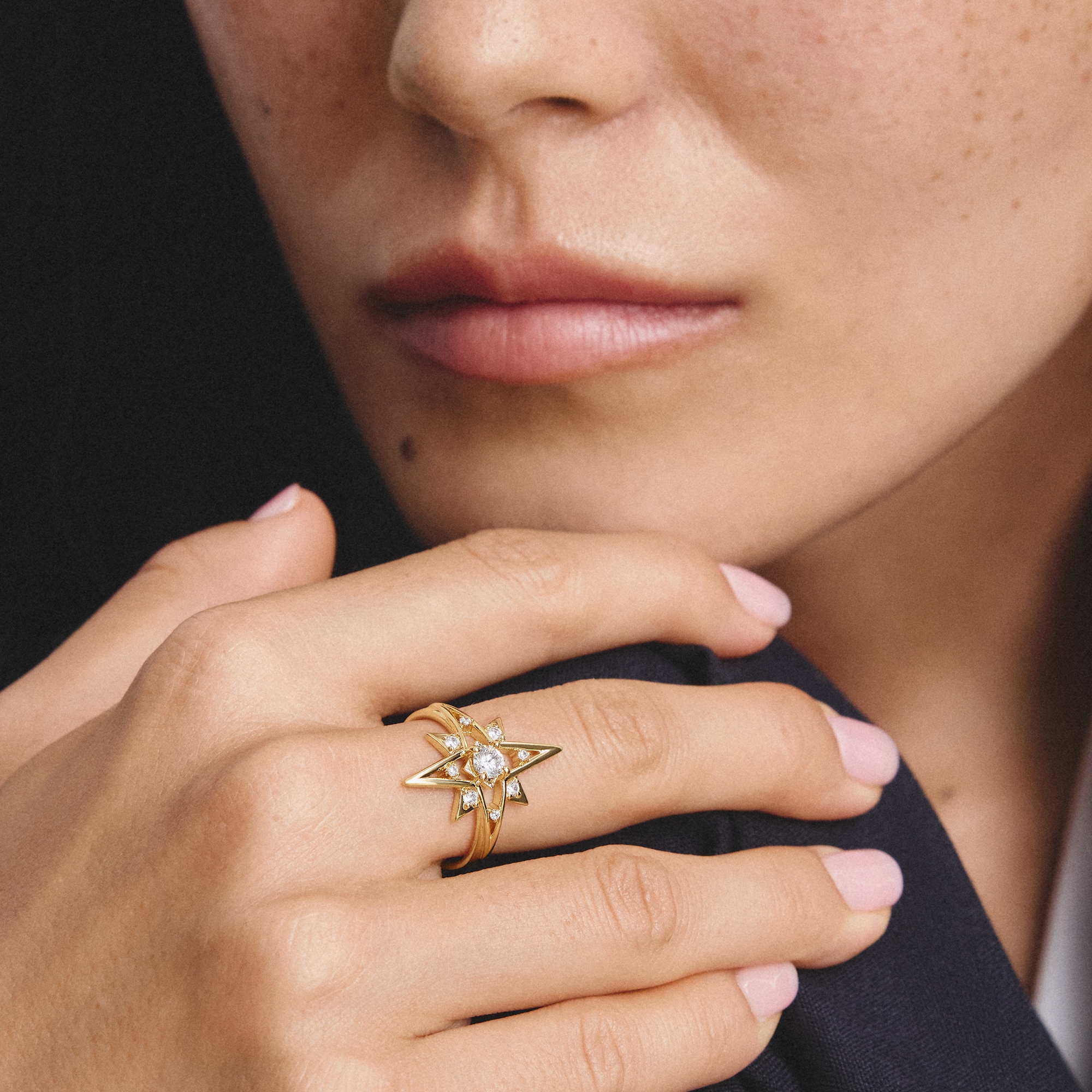 THOMAS SABO Fingerring »Midnight Sky Ring gelbgoldfarben« mit Zirkonia (synth.)