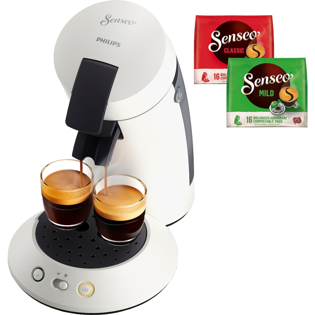 Philips Senseo Kaffeepadmaschine »Original Plus CSA210/10, aus 80% recyceltem Plastik«, +3 Kaffeespezialitäten, Memo-Funktion, Gratis-Zugaben (Wert €5,-UVP)