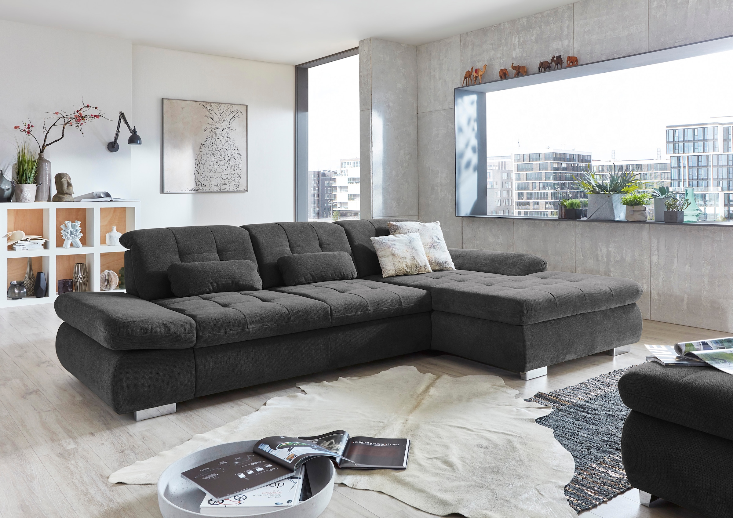 Die PlanBar Ecksofa »MP-IN17004 L-Form«, wahlweise mit Bettfunktion, Sitztiefen- und Kopfteilverstellung