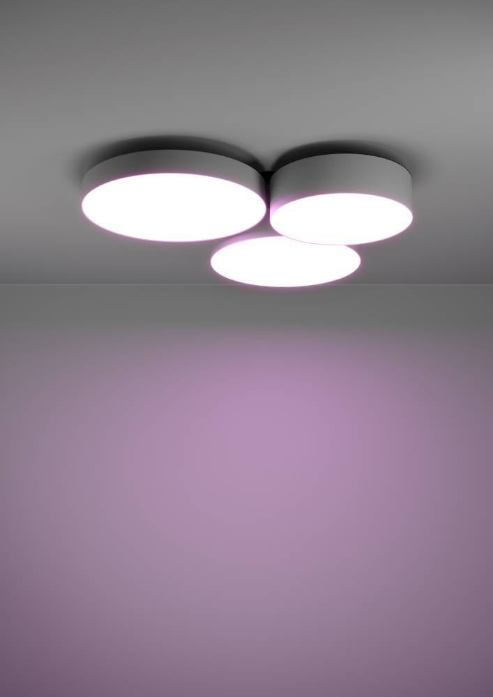 EGLO Deckenleuchte »BARBANO-Z Deckenlampe, grau weiß, ZigBee 3.0, Disco-Modus, Timer«, 3 flammig, Leuchtmittel LED-Modul | LED fest integriert, App und Sprachsteuerung Alexa, 60,5 x 56,5 x 9 cm, exkl. Fernbedienung
