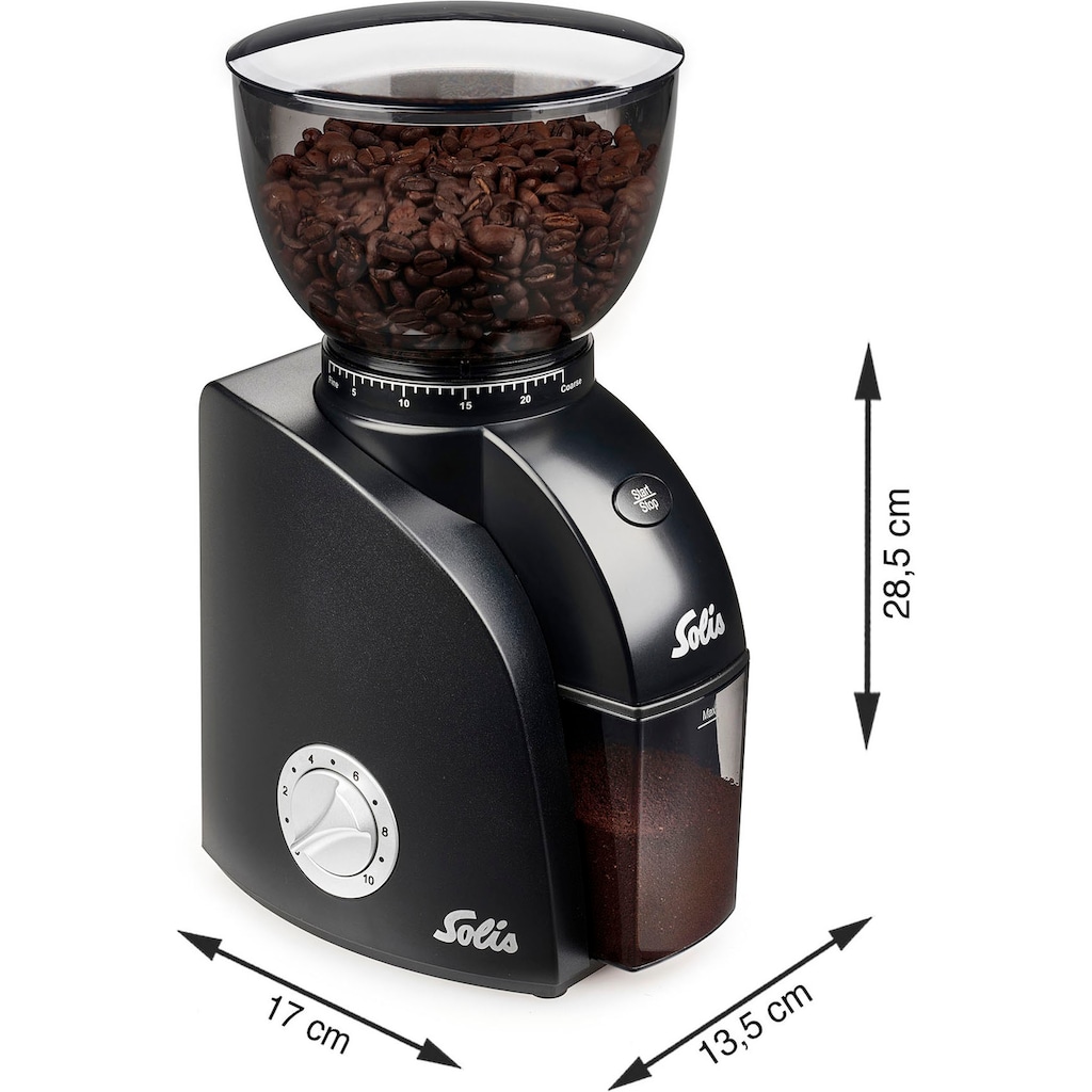 SOLIS OF SWITZERLAND Kaffeemühle »Scala Zero Static«, 135 W, Kegelmahlwerk, 300 g Bohnenbehälter