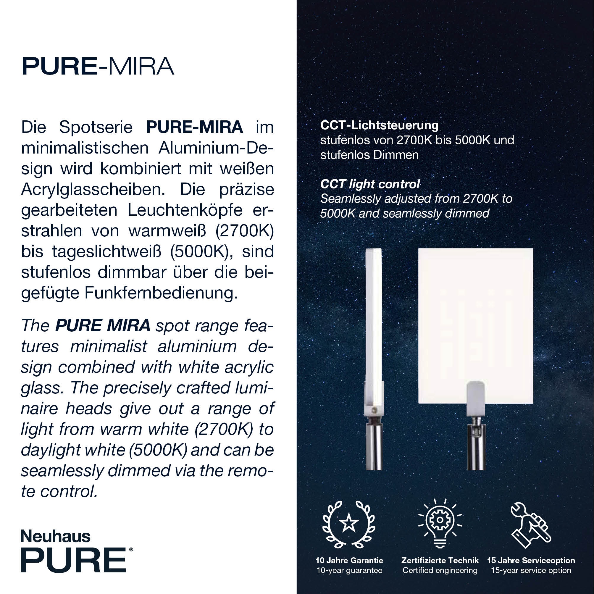 Neuhaus PURE LED Deckenleuchte »PURE Mira« LED-Board 1 Stk. warmweiß - kaltweiß Dimmbar über Fernbedienung, CCT, Spotköpfe verstellbar