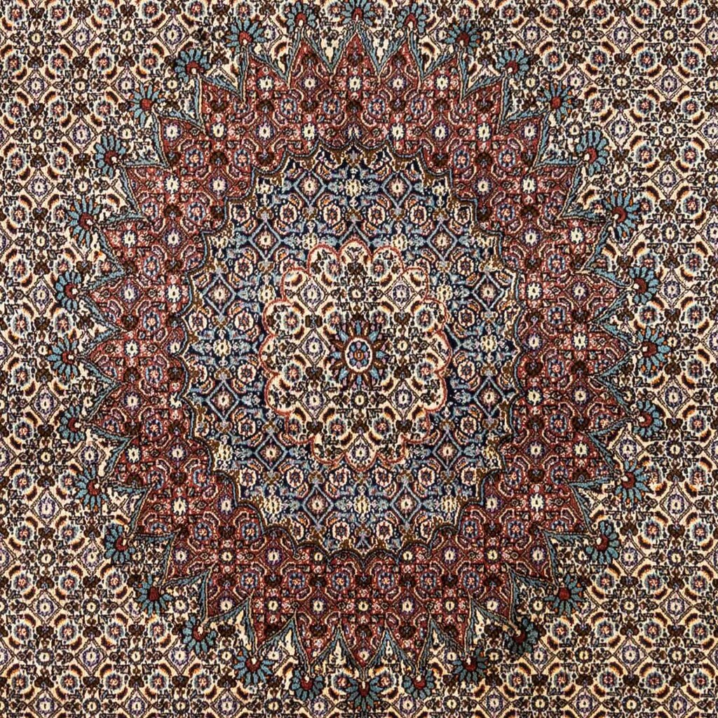 Wohnen Teppiche morgenland Wollteppich »Nain Medaillon Rosso scuro 245 x 245 cm«, rund, 1 mm Höhe, Unikat mit Zertifikat dunkelr
