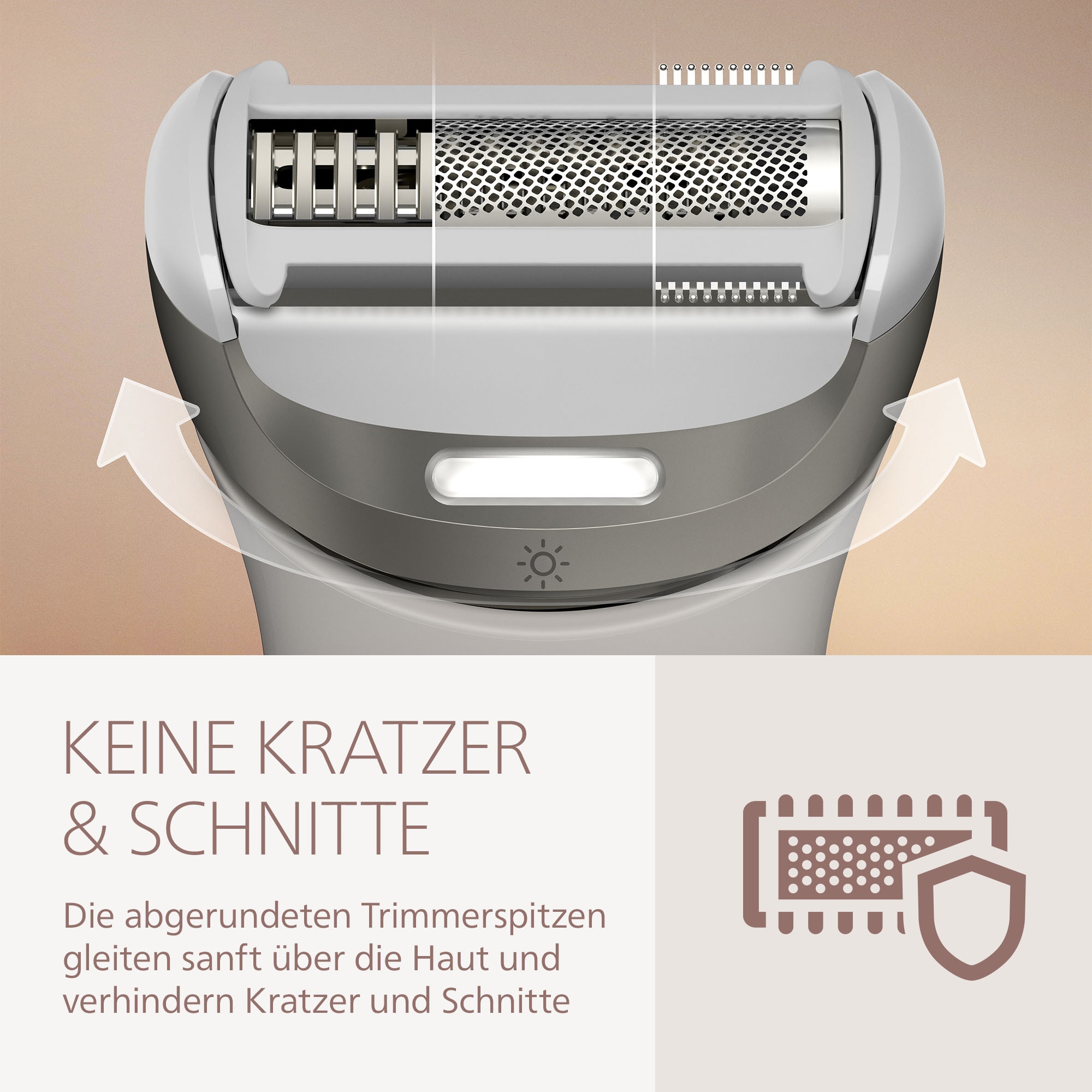 Philips Elektrorasierer »Lady Shaver Series 8000«, 3 St. Aufsätze, kabelloser Rasierer, nass und trocken, inkl. Trimmeraufsatz