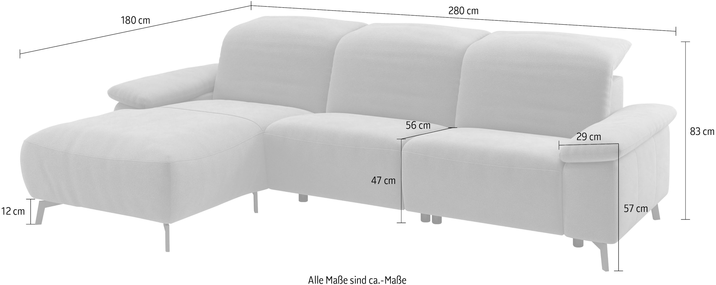 Musterring Ecksofa »MR 370, intelligenter Komfort im modernen Design« Optionale Relaxfunktion, flexible Kopfteile & klappbare Armlehnen