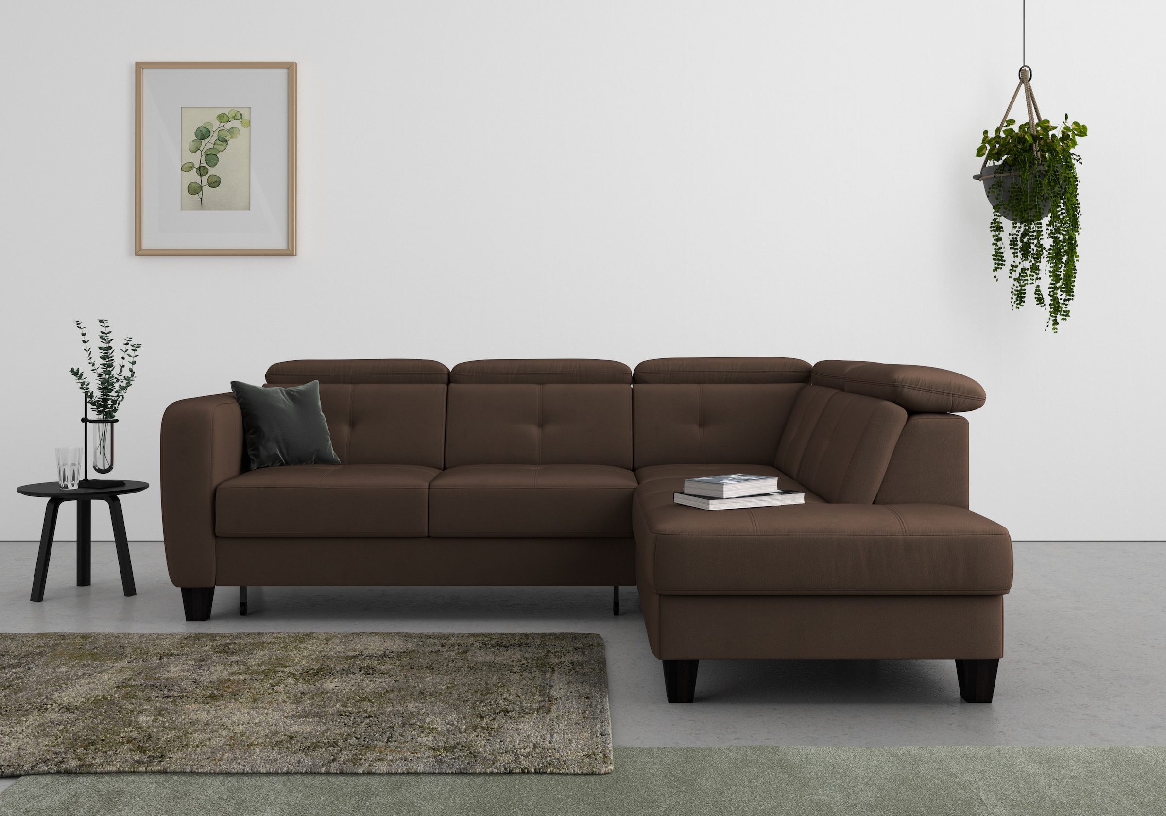 sit&more Ecksofa "Belluci L-Form" inklusive Federkern, wahlweise mit Schlaffunktion und Bettkasten