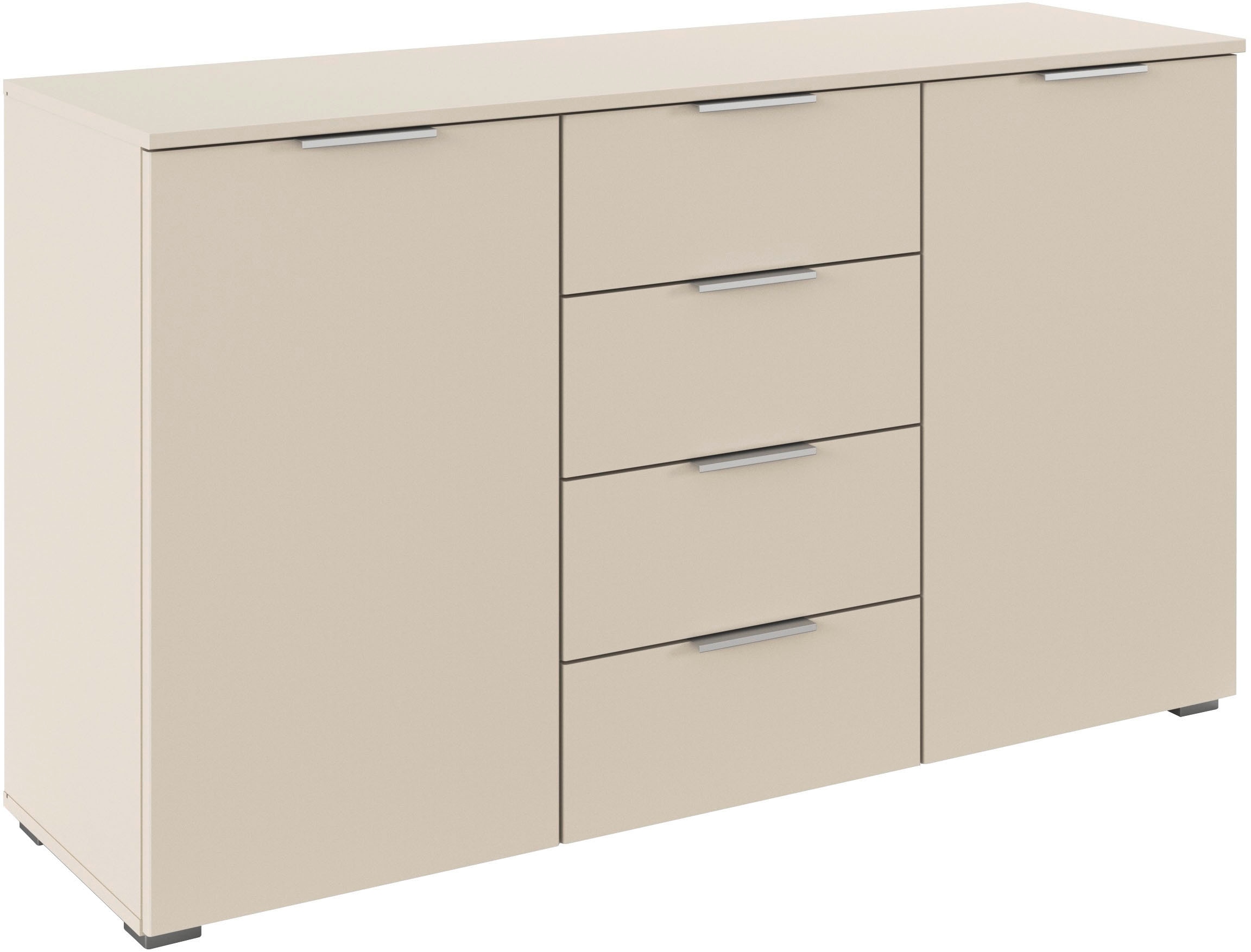 OTTO home Kombikommode "Sideboard Schubladenkommode AGORDO mit Dekor- oder Hochglanzfront" in zwei Griff-Farben, Breite 120 cm, vier große Schubladen, mit insgesamt 4 Einlegeböden MADE IN GERMANY