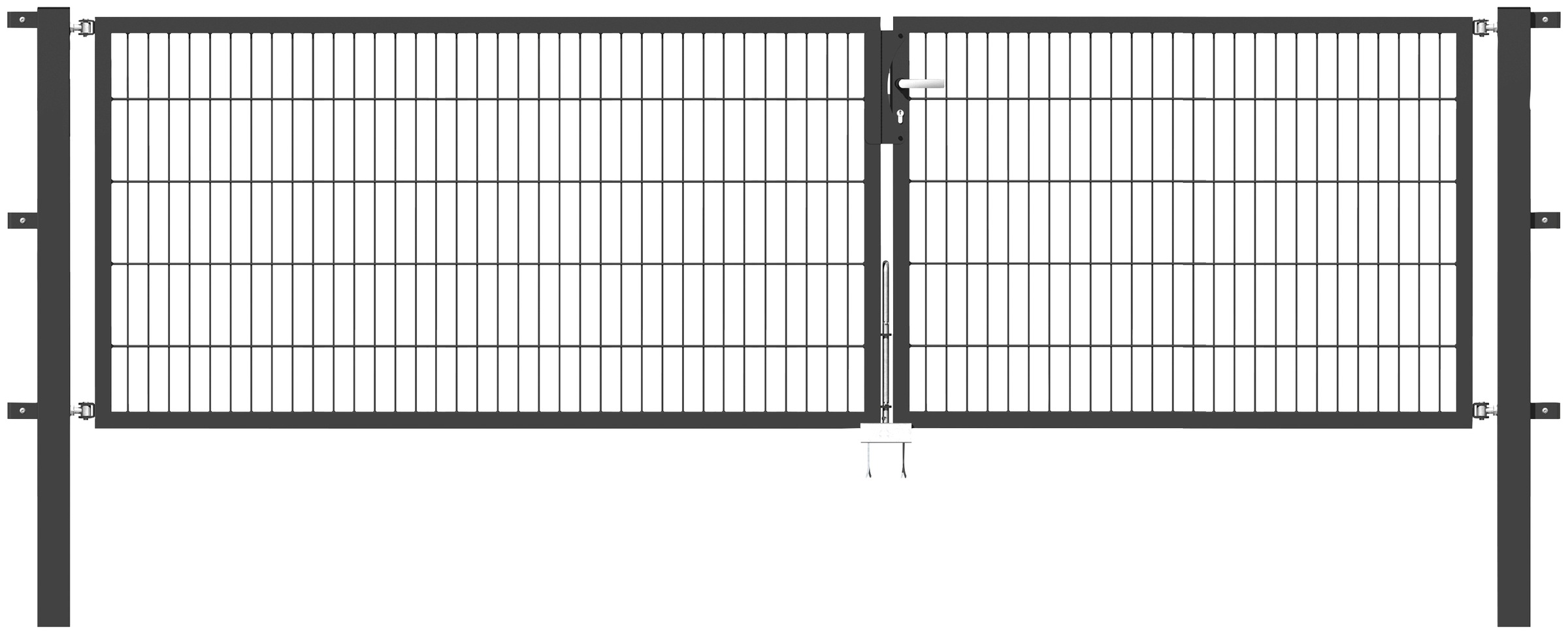 Metallzaun Doppeltor für Doppelstabmatte Grün z. Einbetonieren 100 cm x 350 günstig online kaufen
