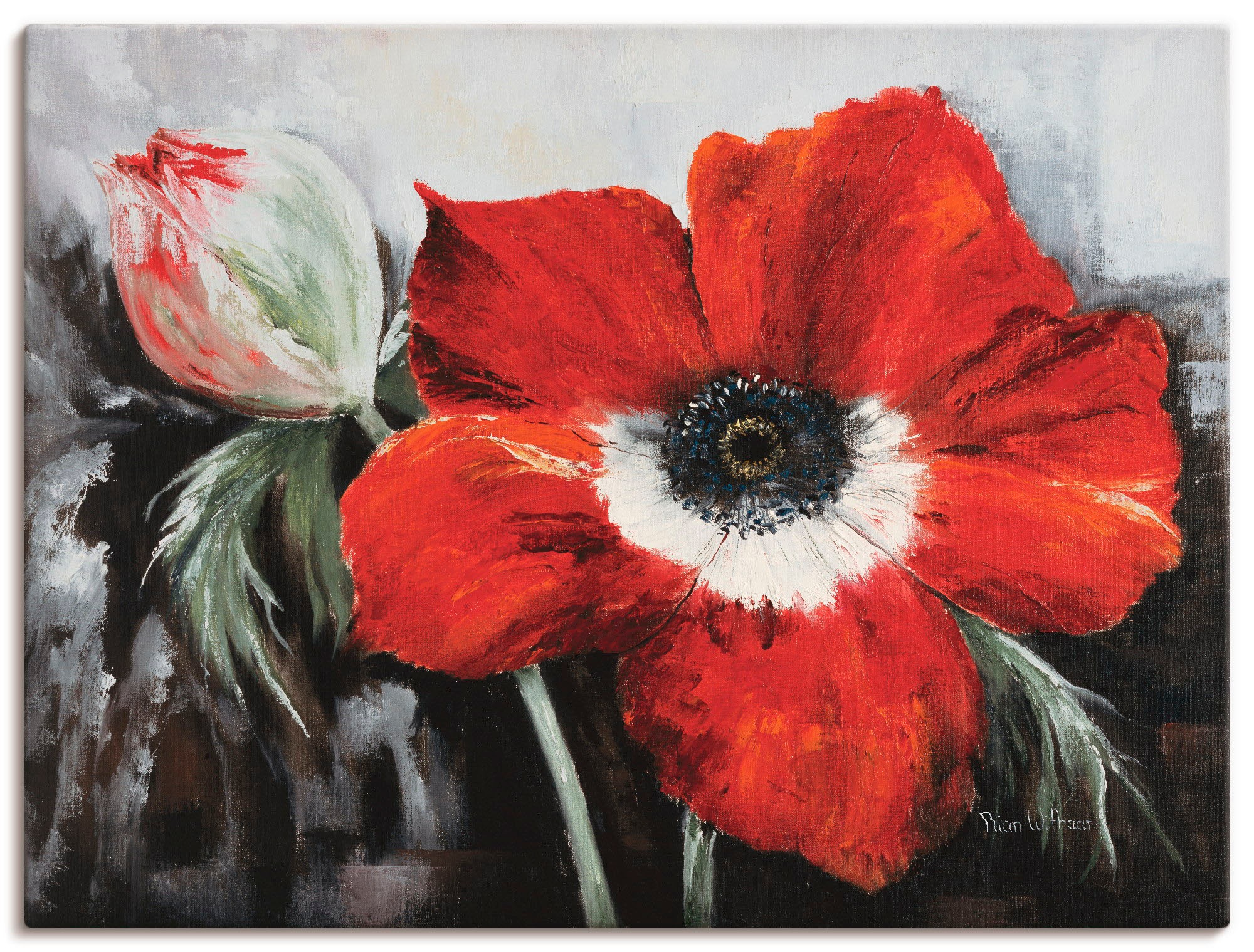 Artland "Mohnblumen in voller Blüte" Blumen 1 Stk. tlg. auf Holzrahmen gesp günstig online kaufen