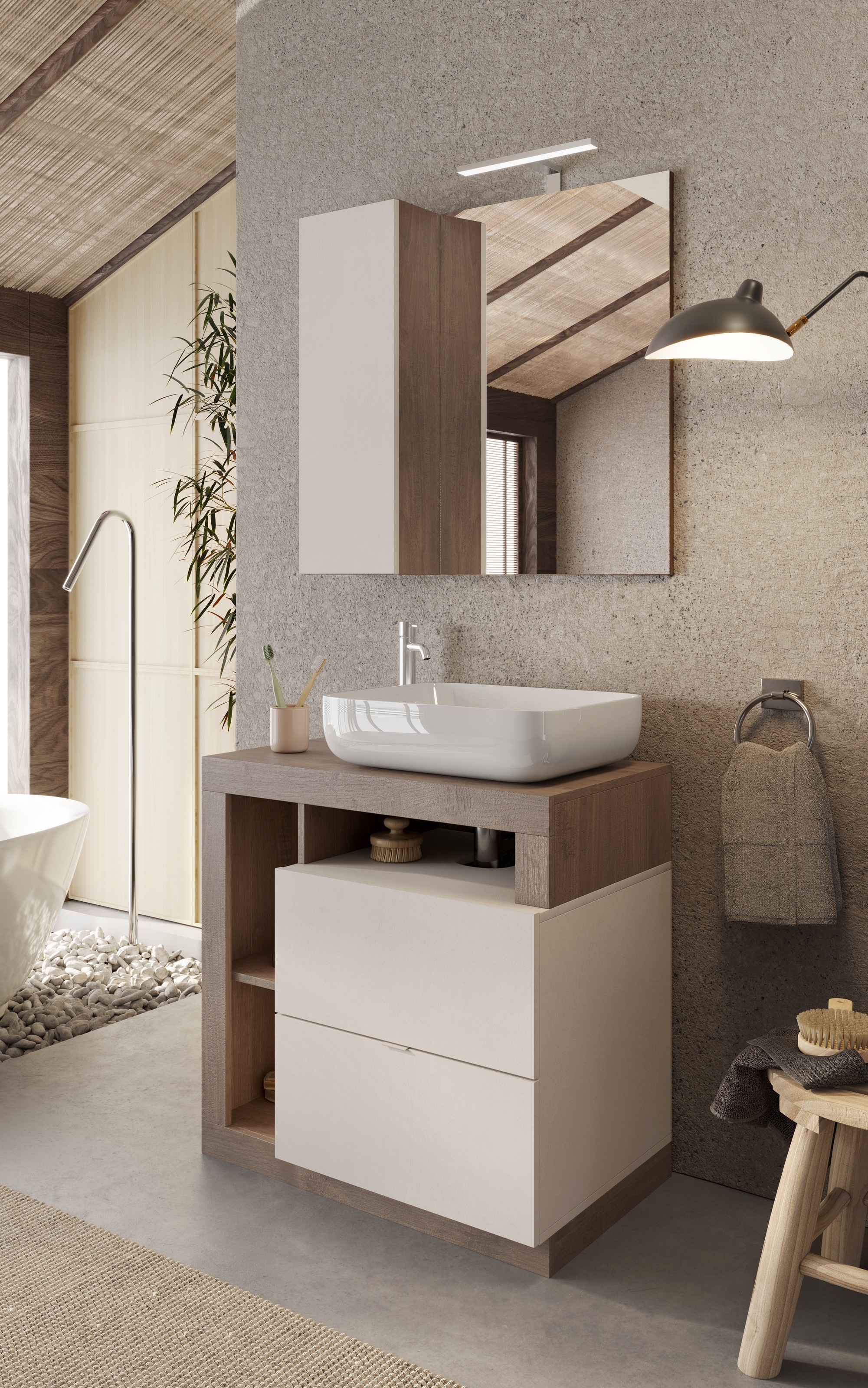 Thumbnail - welltime Badmöbel-Set "Hamburg, Badezimmerset 2tlg. Breite 79 cm, Badmöbel, Waschtisch inkl." Spar-Set, 2 Stk. tlg.